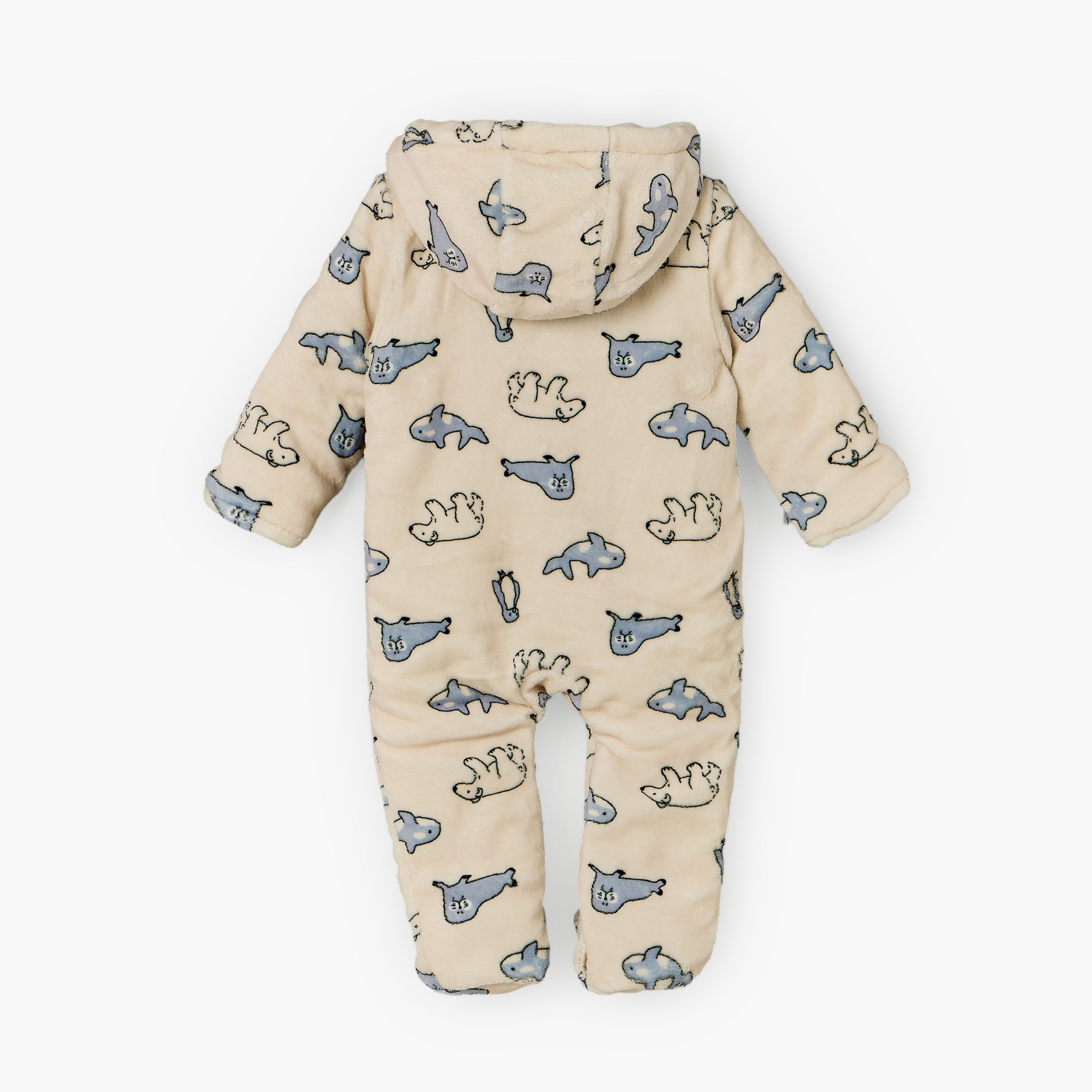 بدلة نوم بقبعة وأكمام طويلة وطبعات سفاري من جونيورز-baby-boys-clothing-nightwear-sleepsuits-image-2
