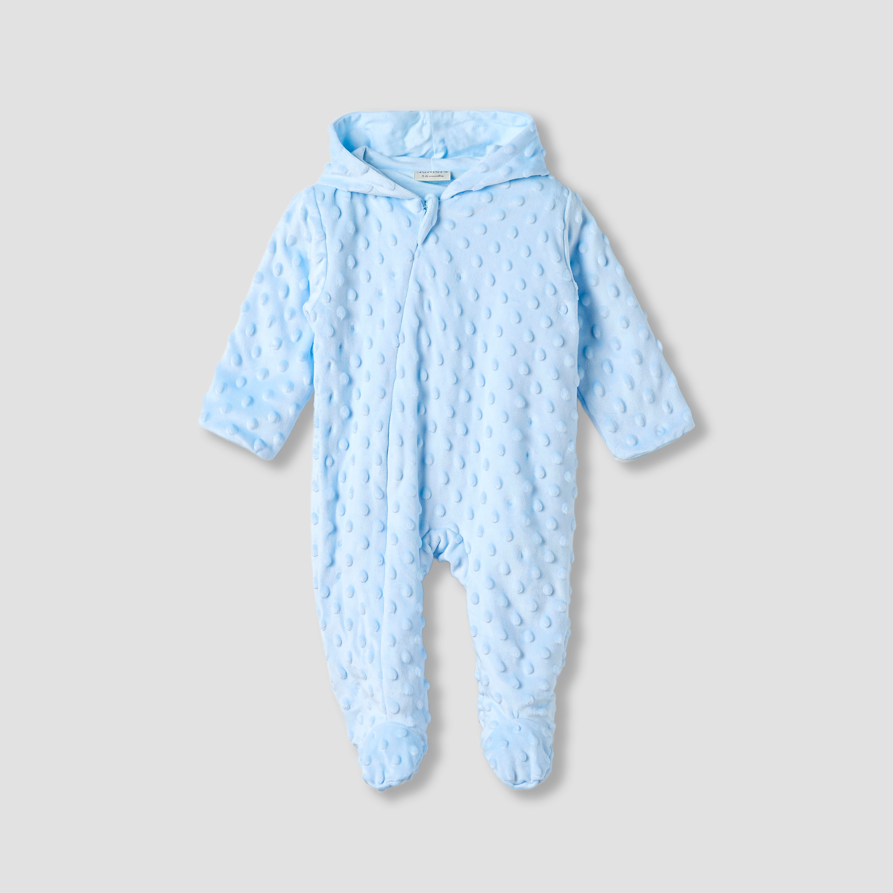 Juniors Hooded Sleepsuit with Popcorn Texture - Polyester - Long Sleeves-baby-boys-clothing-winterwear-sleepsuits-image-1