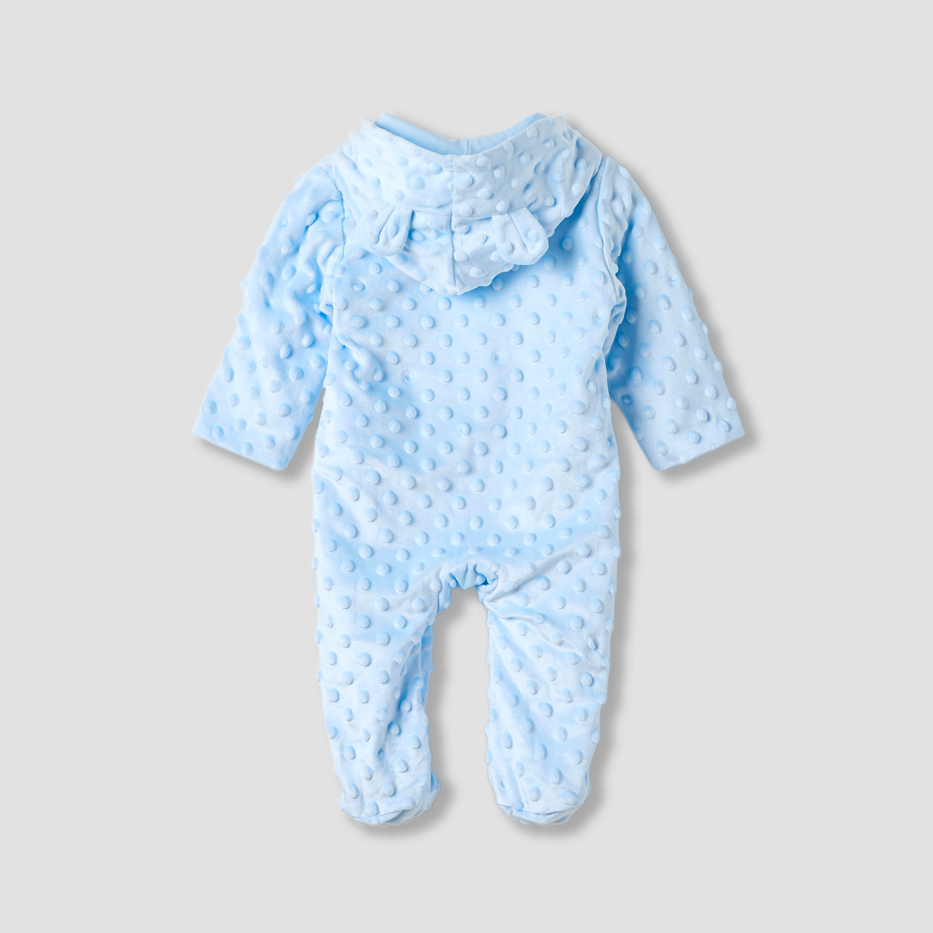 Juniors Hooded Sleepsuit with Popcorn Texture - Polyester - Long Sleeves-baby-boys-clothing-winterwear-sleepsuits-image-2