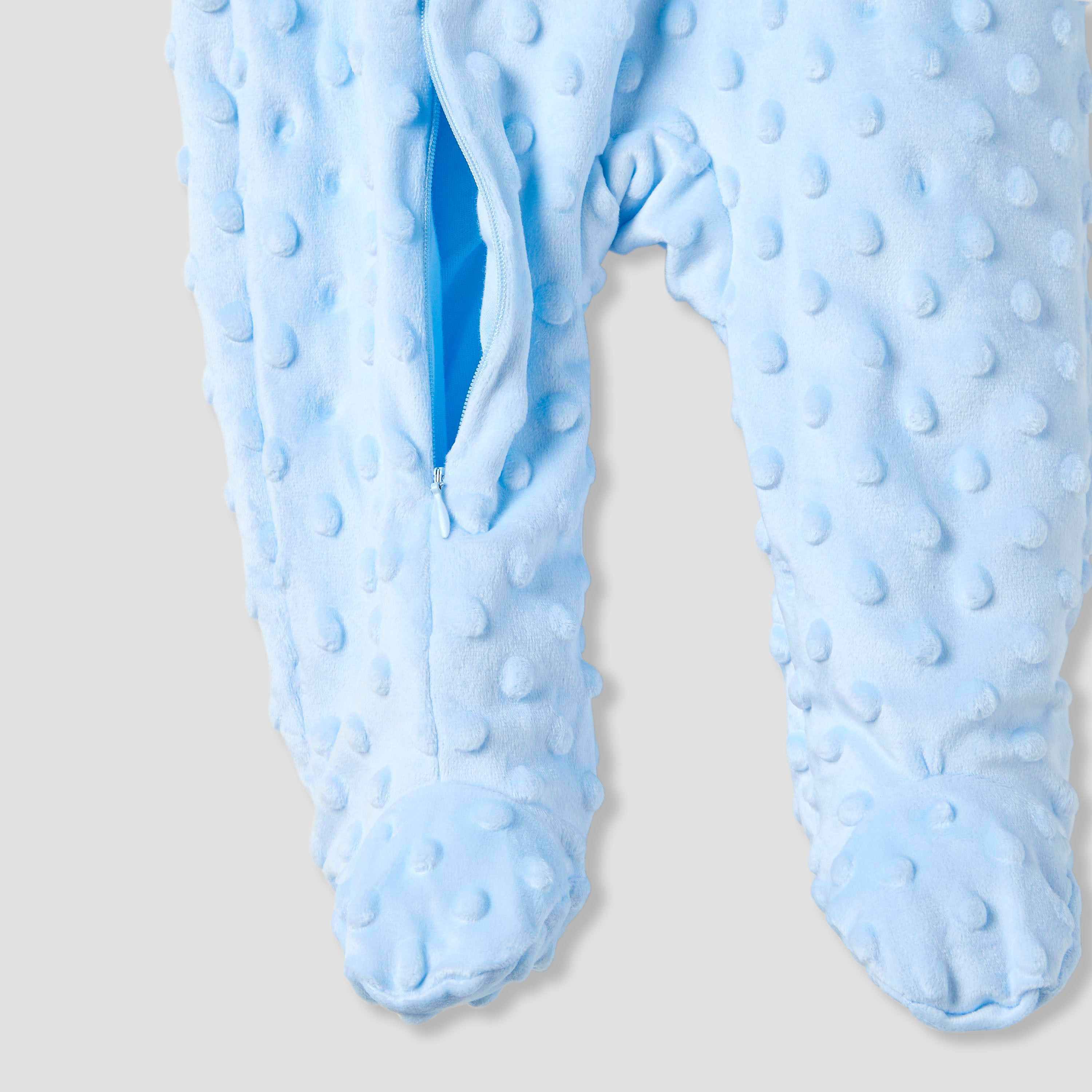 Juniors Hooded Sleepsuit with Popcorn Texture - Polyester - Long Sleeves-baby-boys-clothing-winterwear-sleepsuits-image-4