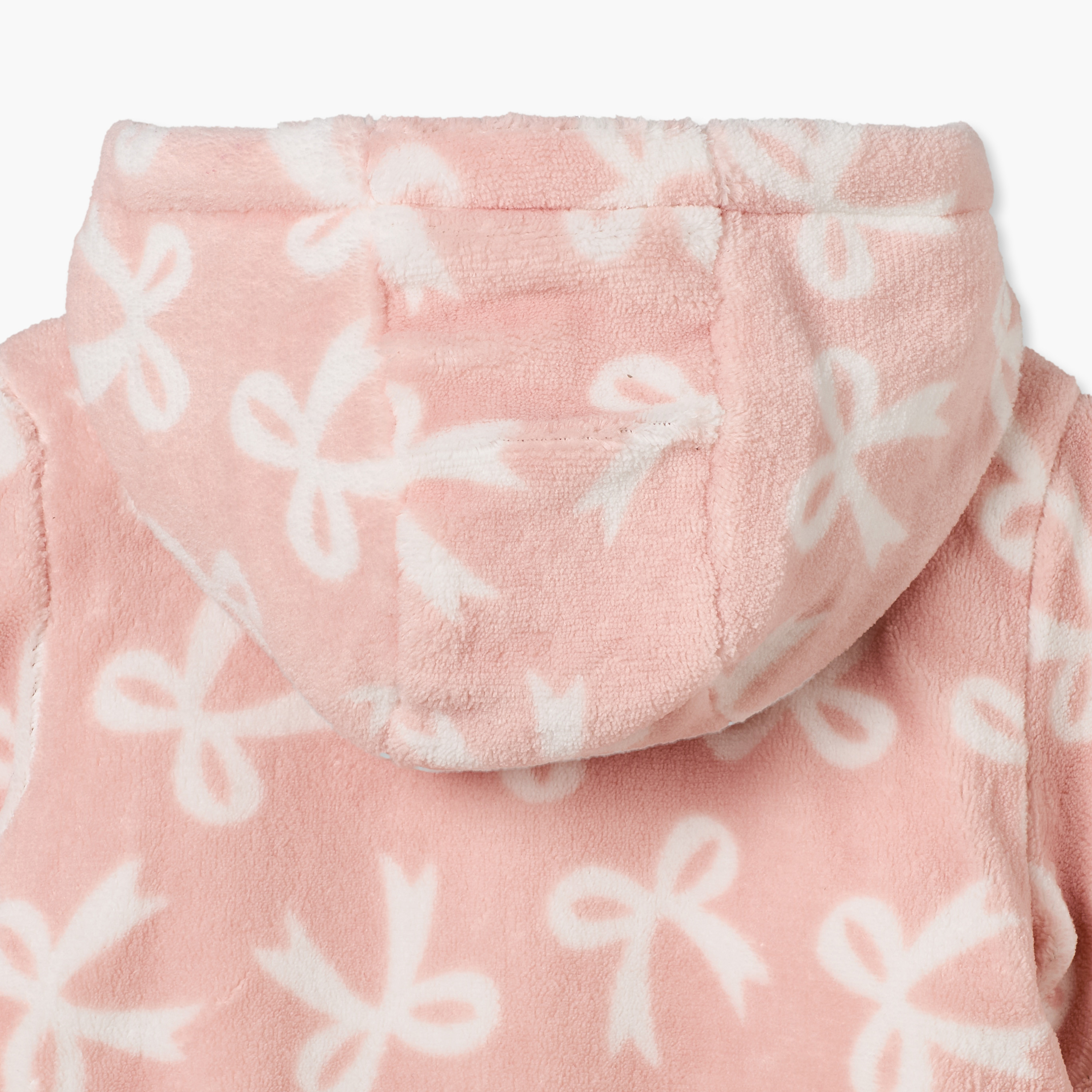 Juniors Cotton Hooded Neck Long Sleeves Sleepsuit with Bow Print-baby-girls-clothing-nightwear-sleepsuits-image-6
