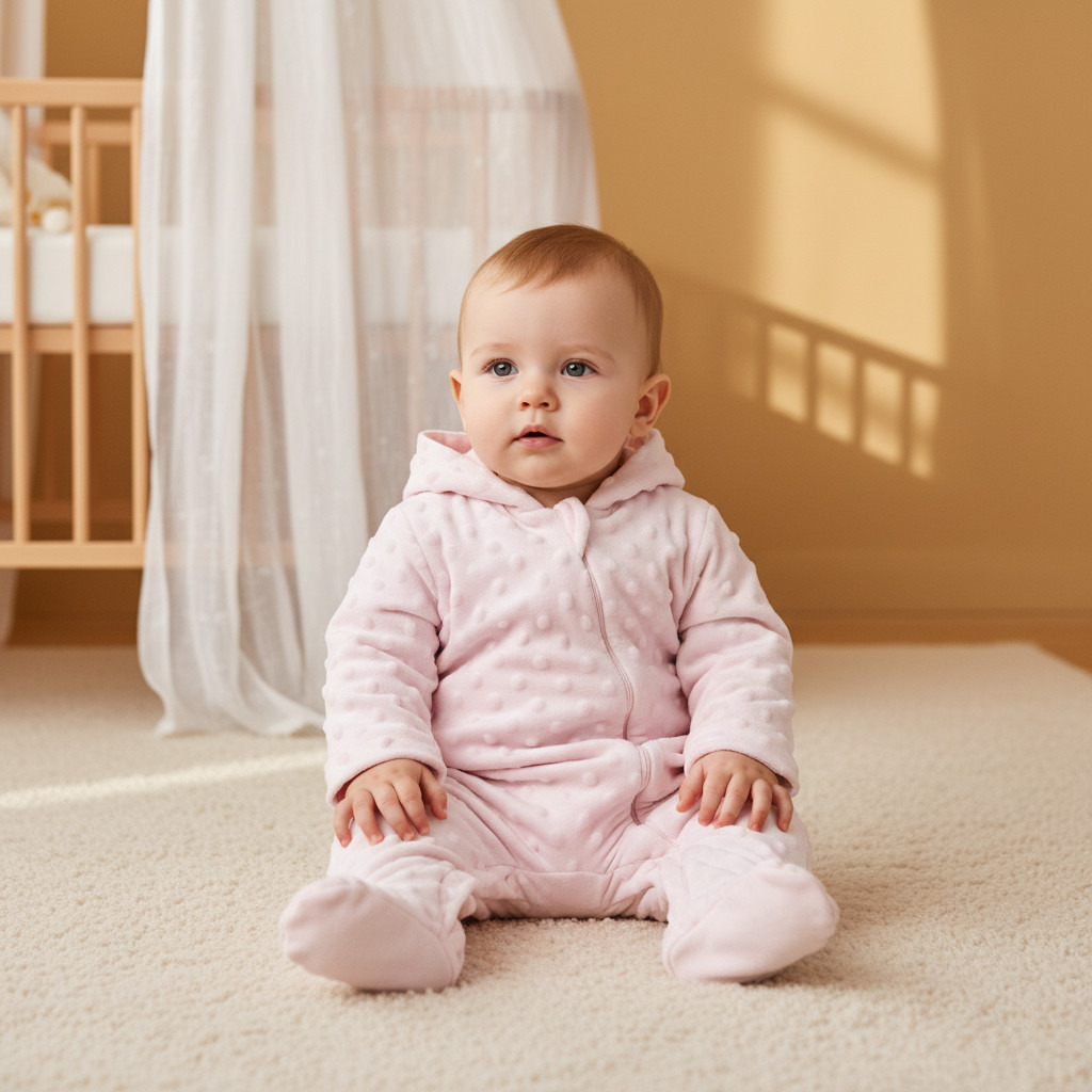 Juniors Hooded Sleepsuit with Closed Feet - Polyester - Long Sleeves-baby-girls-clothing-nightwear-sleepsuits-image-6