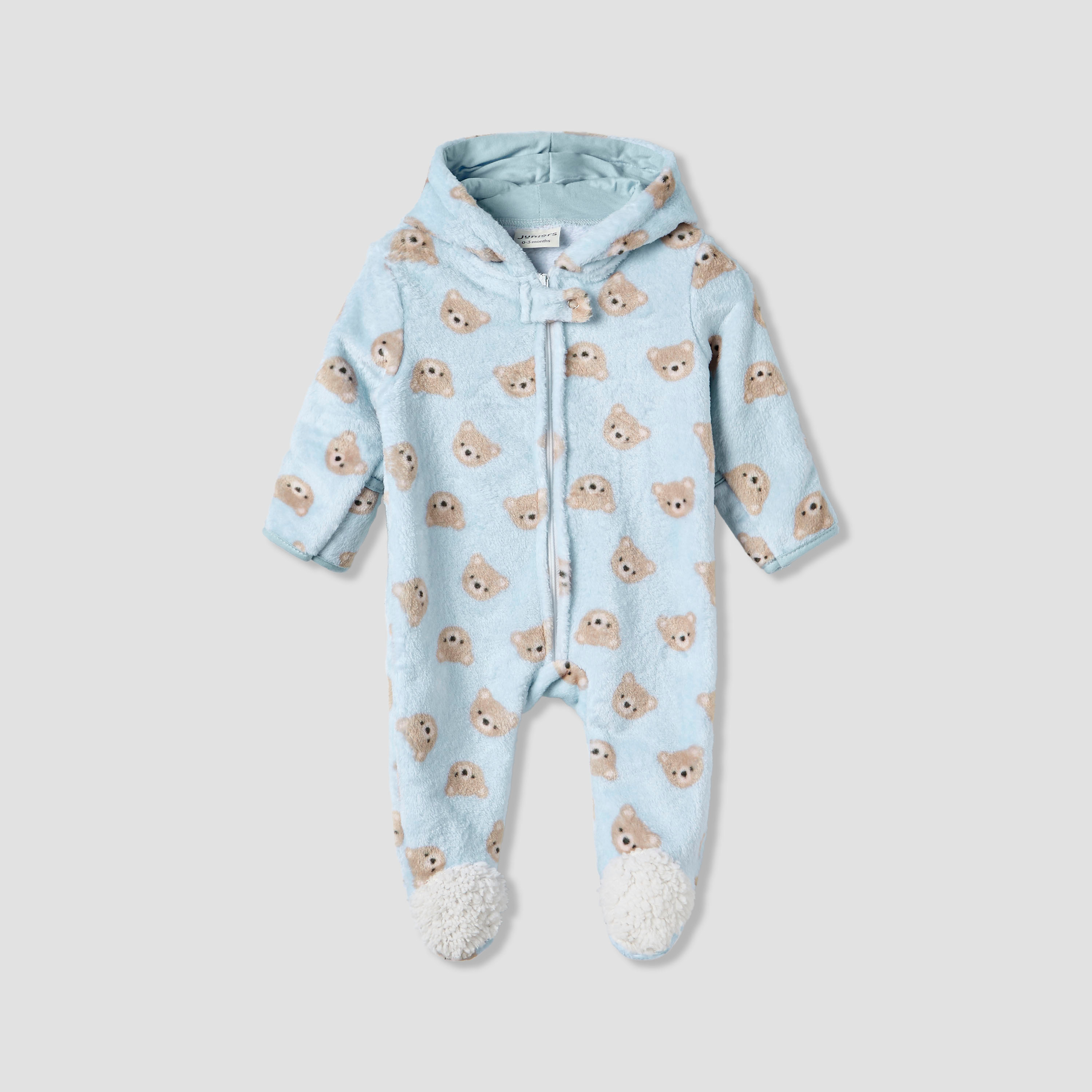 Juniors Hooded Sleepsuit with Closed Feet - Polyester - Long Sleeves-baby-boys-clothing-winterwear-sleepsuits-image-1
