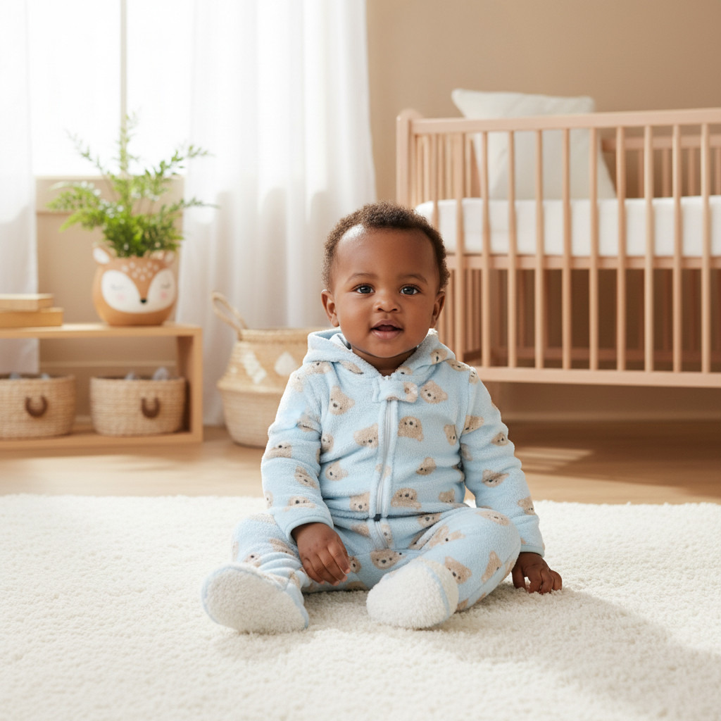 Juniors Hooded Sleepsuit with Closed Feet - Polyester - Long Sleeves-baby-boys-clothing-winterwear-sleepsuits-image-6