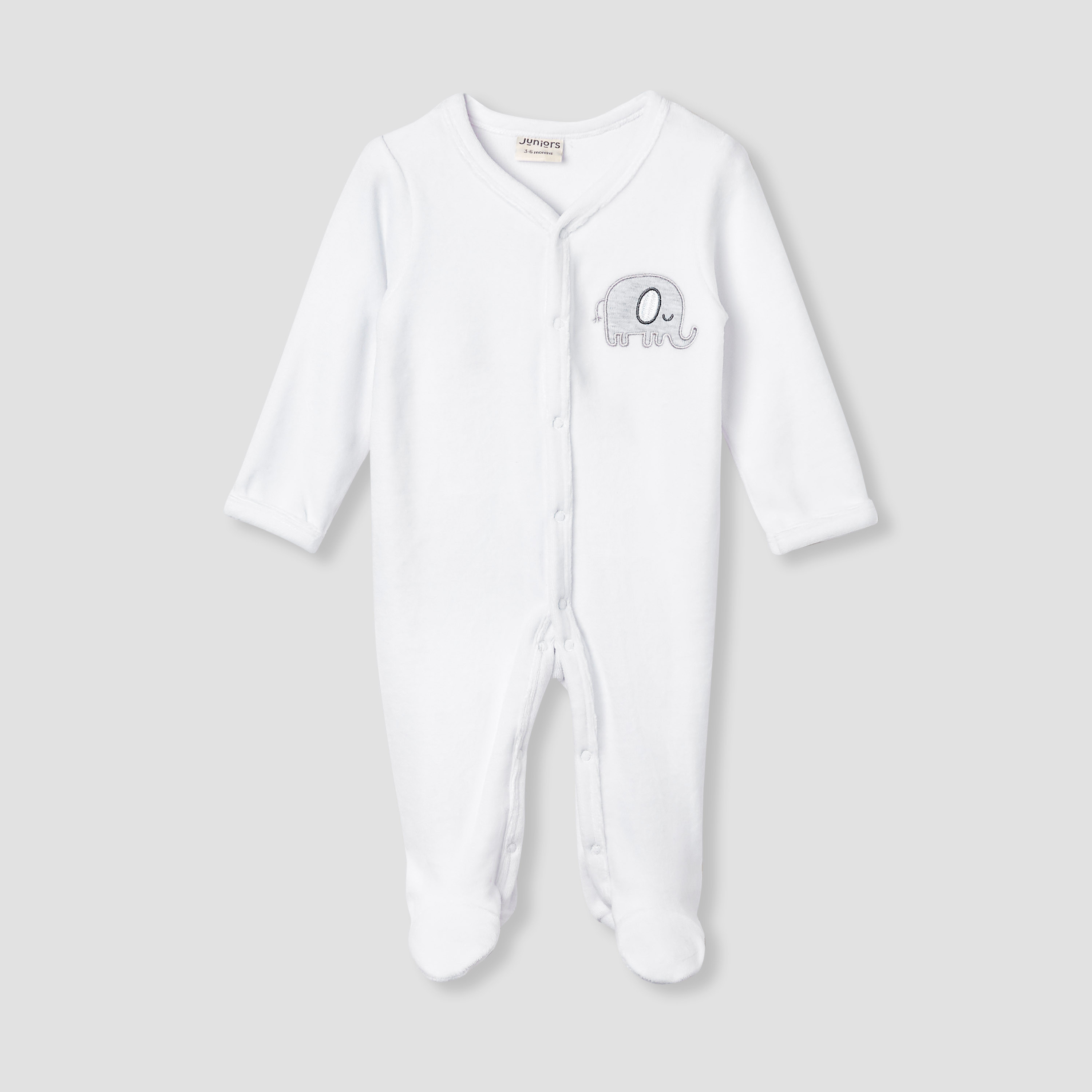 Juniors Elephant Applique Sleepsuit with Long Sleeves-baby-boys-clothing-nightwear-sleepsuits-image-1