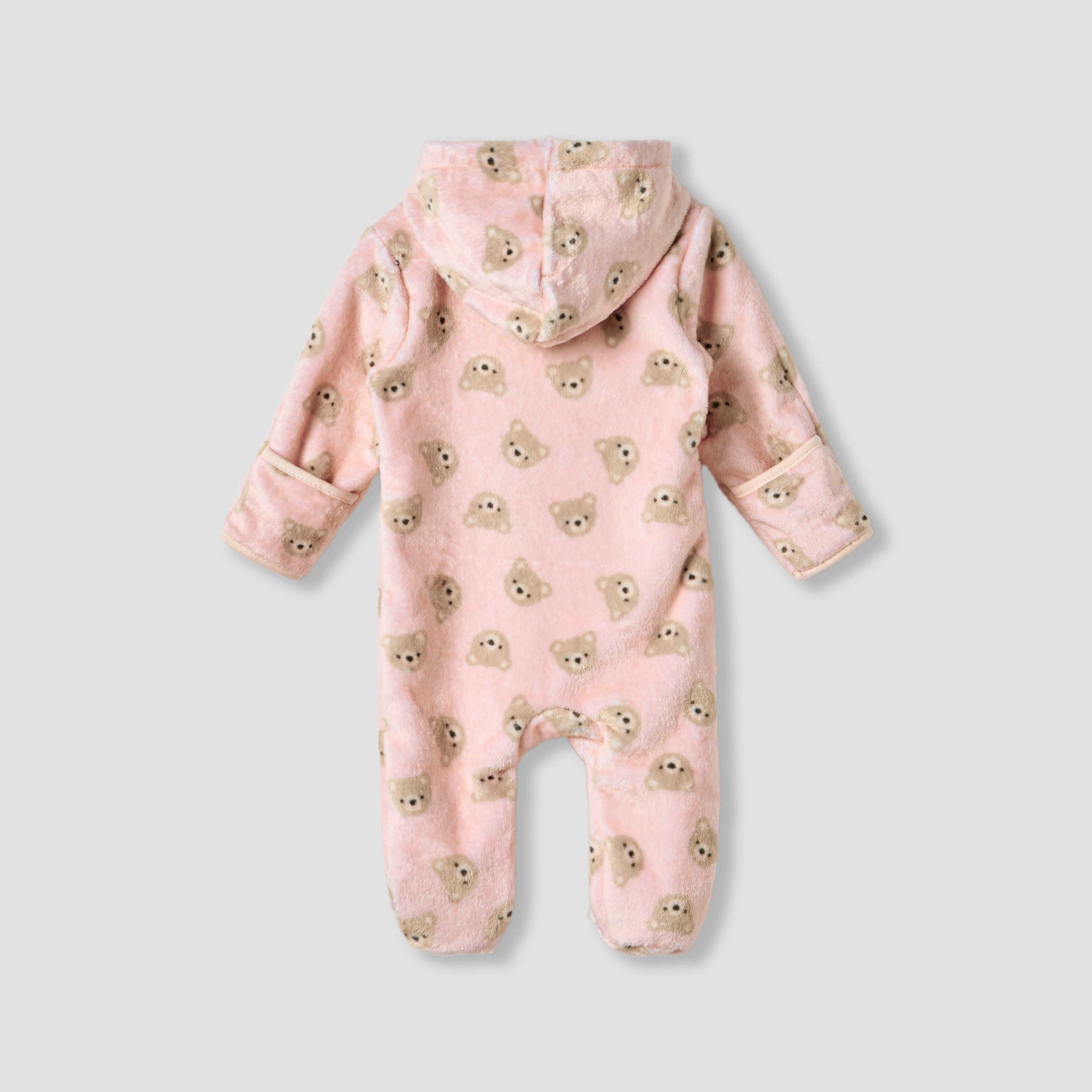 Juniors Hooded Sleepsuit with Bear Print - Polyester - Long Sleeves-baby-girls-clothing-nightwear-sleepsuits-image-2