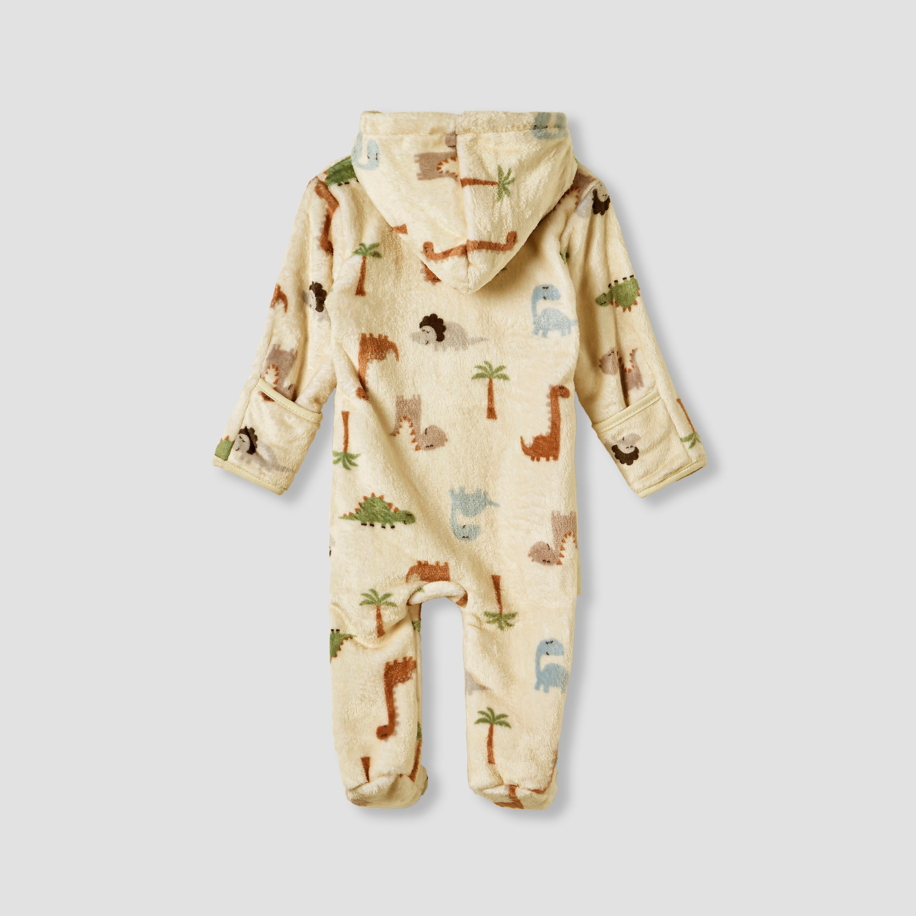 Juniors - Hooded Sleepsuit with Dinosaur Print - Polyester - Long Sleeves-baby-boys-clothing-winterwear-sleepsuits-image-2
