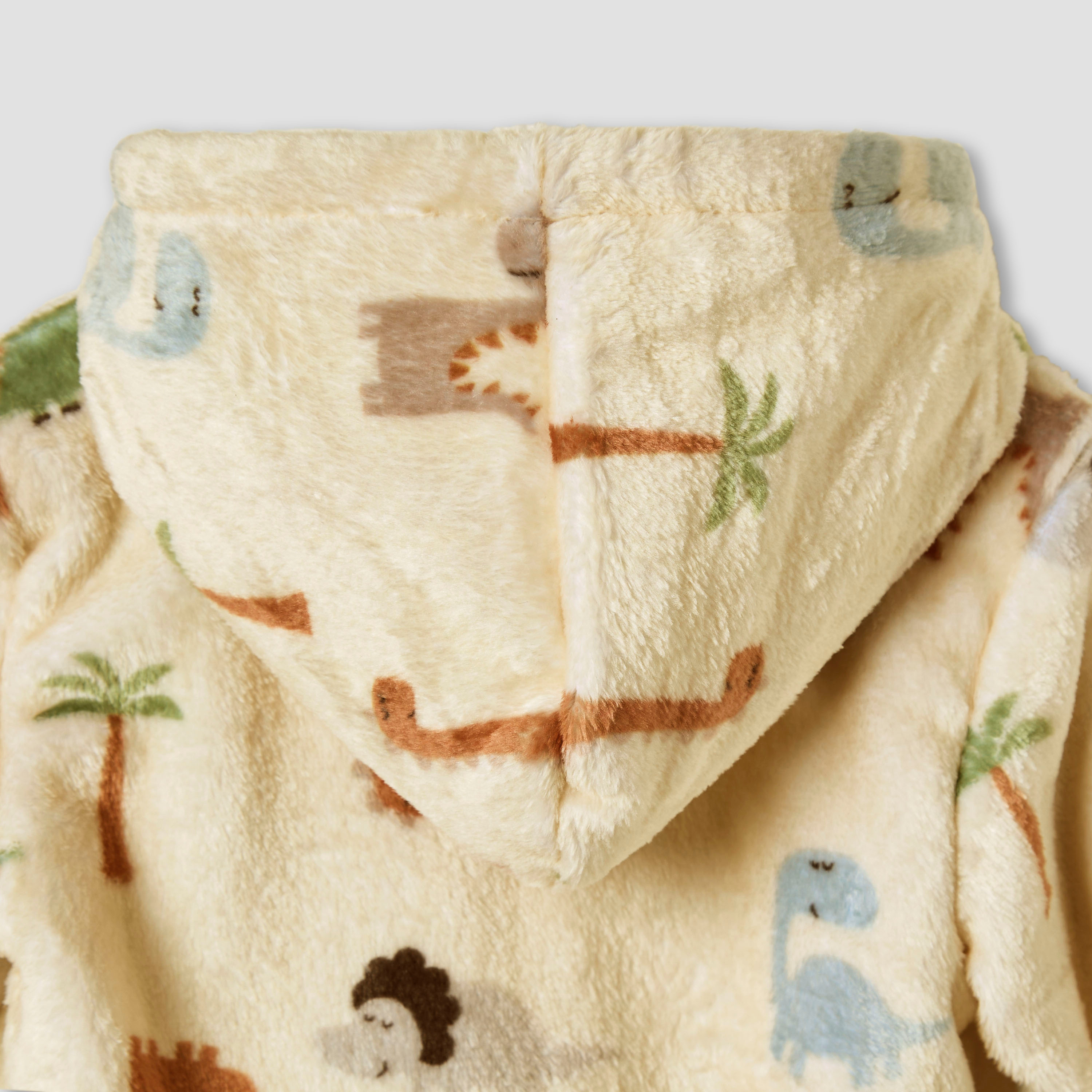 Juniors - Hooded Sleepsuit with Dinosaur Print - Polyester - Long Sleeves-baby-boys-clothing-winterwear-sleepsuits-image-5