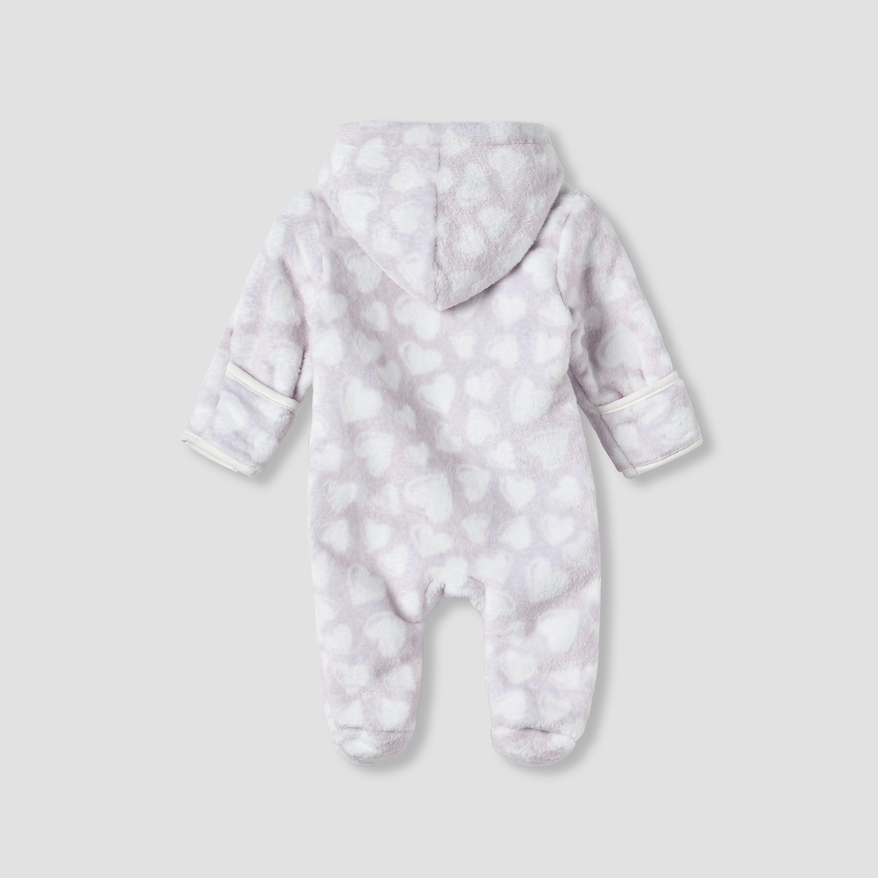 Juniors Hooded Sleepsuit with Heart Print - Polyester - Long Sleeves-baby-girls-clothing-nightwear-sleepsuits-image-2