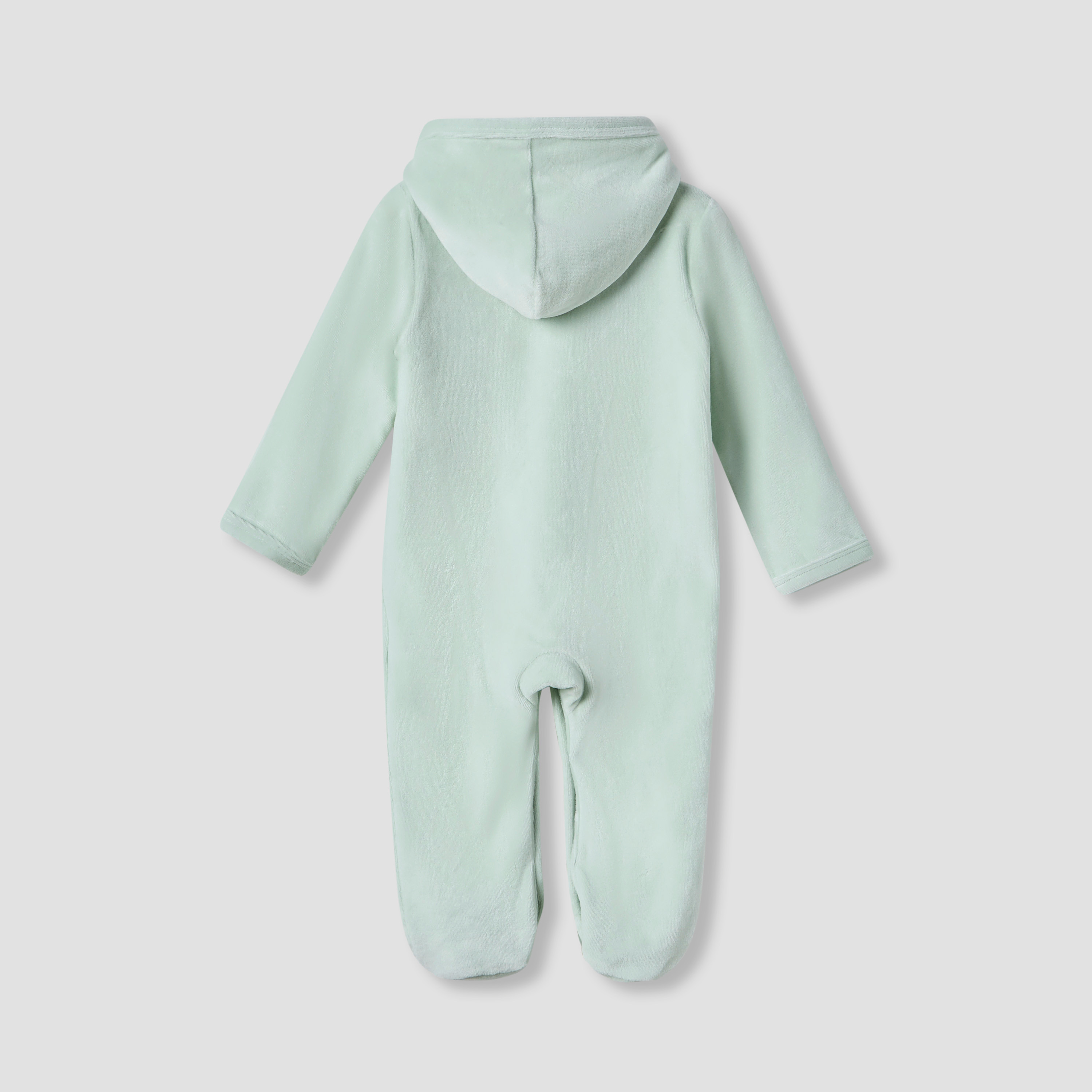 Juniors Embroidered Hooded Velour Sleepsuit with Long Sleeves-baby-girls-clothing-nightwear-sleepsuits-image-2