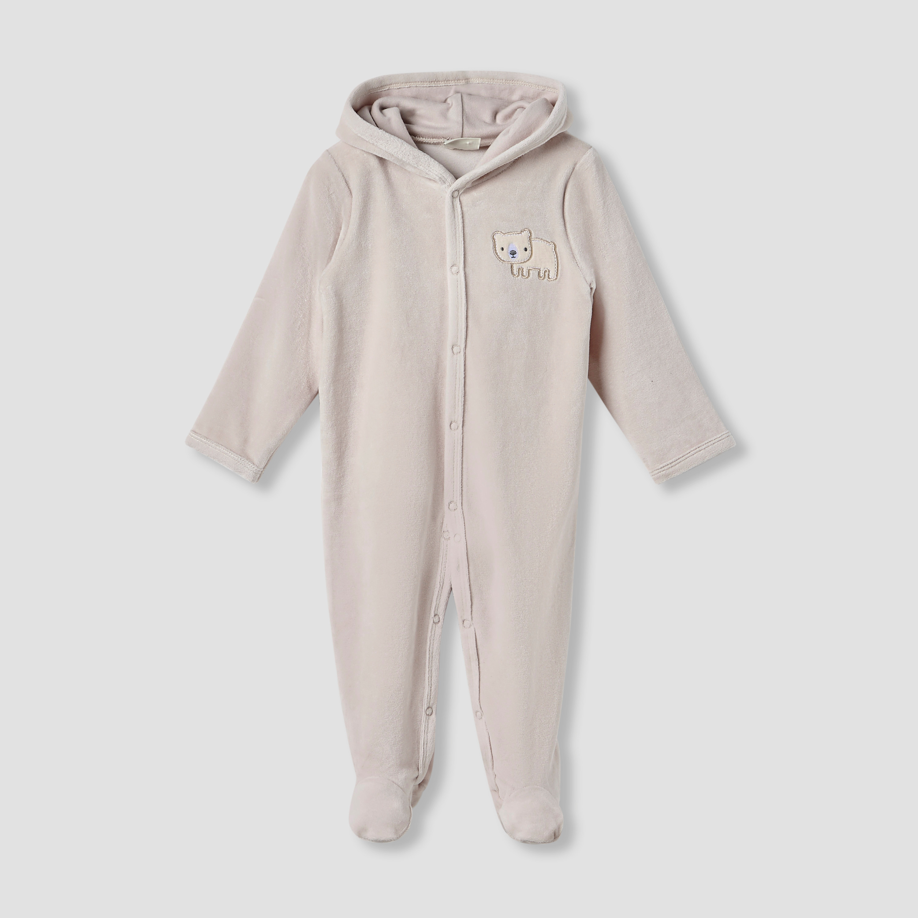 Juniors Hooded Sleepsuit with Closed Feet - Cotton Blend - Long Sleeves-baby-boys-clothing-nightwear-sleepsuits-image-1