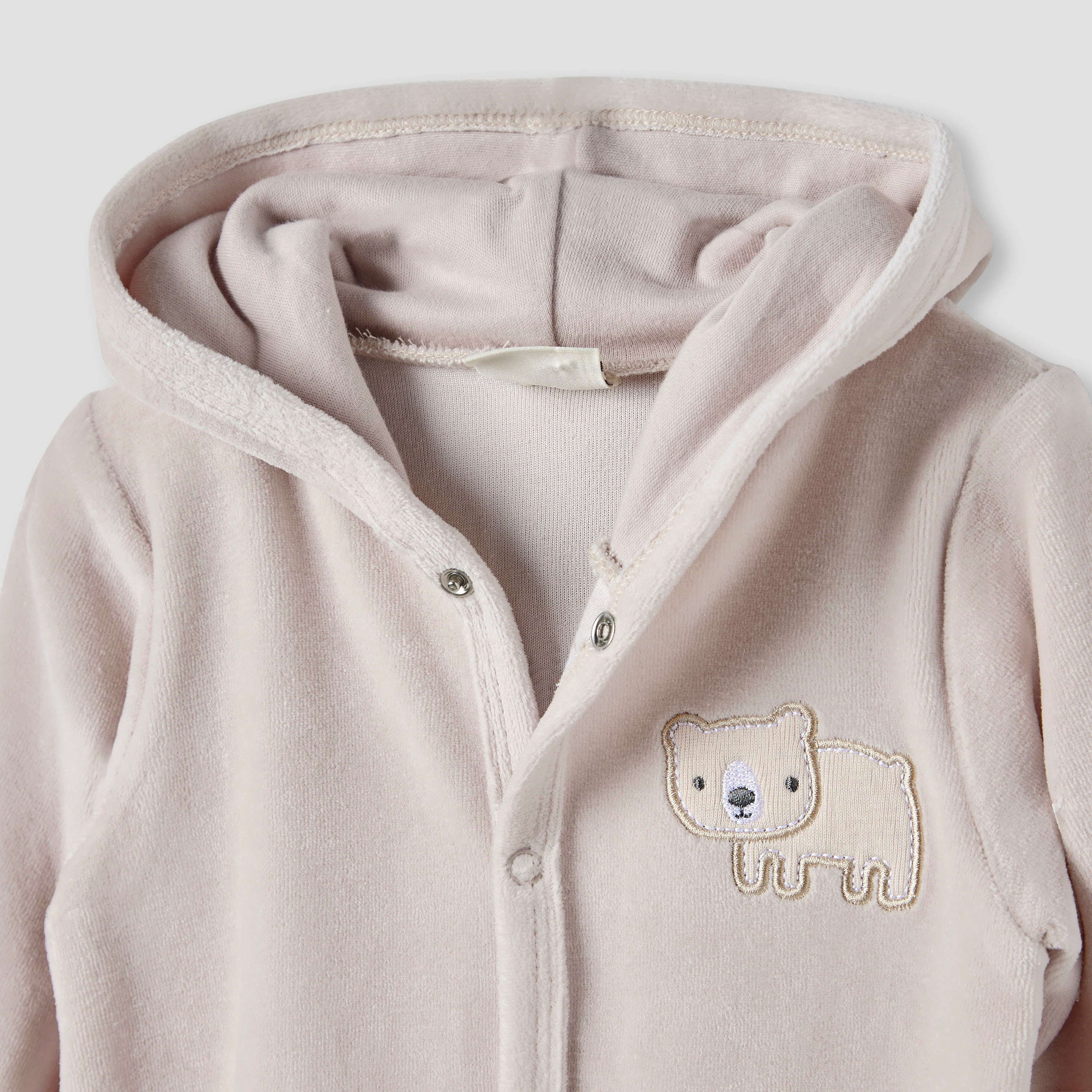 Juniors Hooded Sleepsuit with Closed Feet - Cotton Blend - Long Sleeves-baby-boys-clothing-nightwear-sleepsuits-image-3