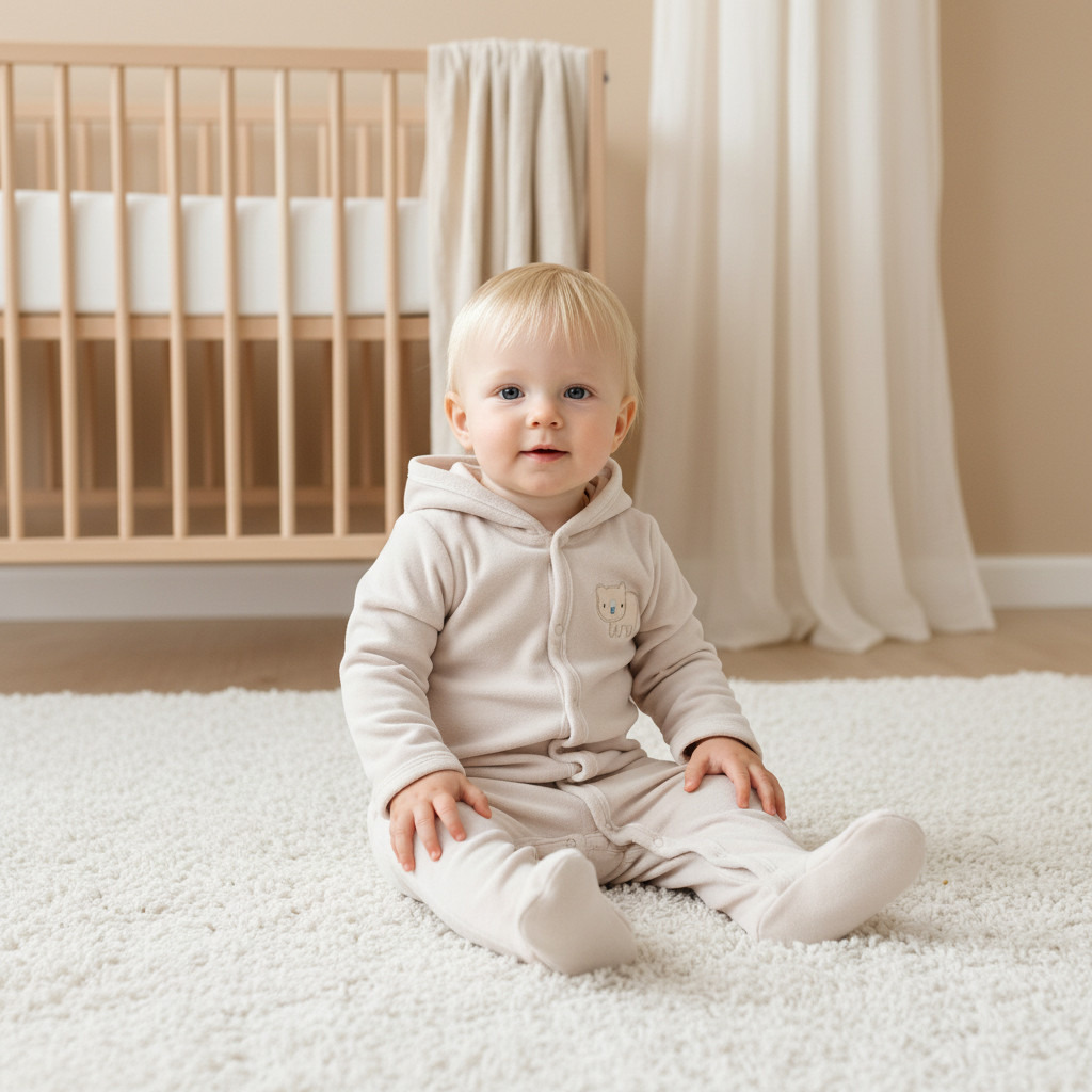 Juniors Hooded Sleepsuit with Closed Feet - Cotton Blend - Long Sleeves-baby-boys-clothing-nightwear-sleepsuits-image-6