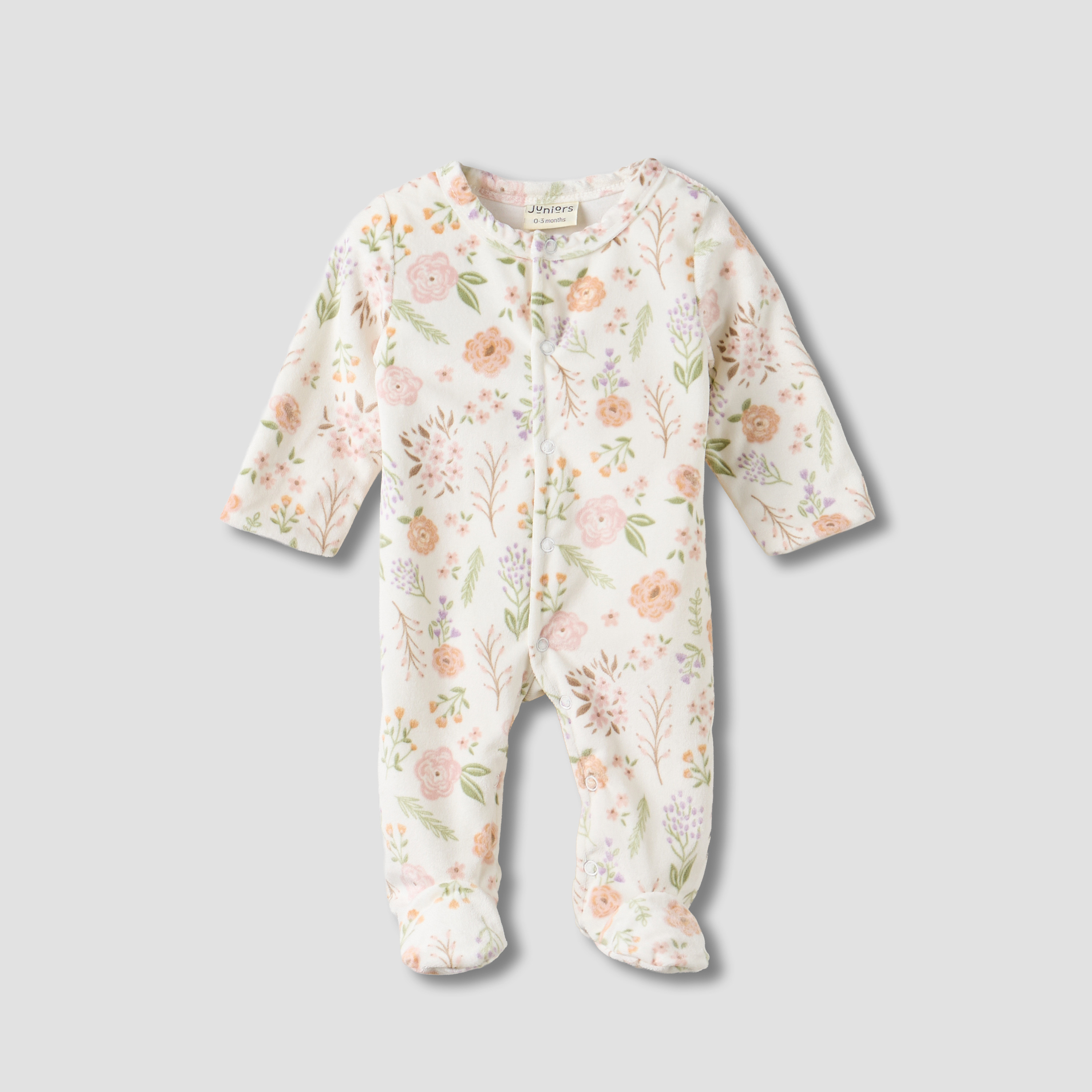Juniors Floral Plush Sleepsuit with Long Sleeves-baby-girls-clothing-nightwear-sleepsuits-image-1
