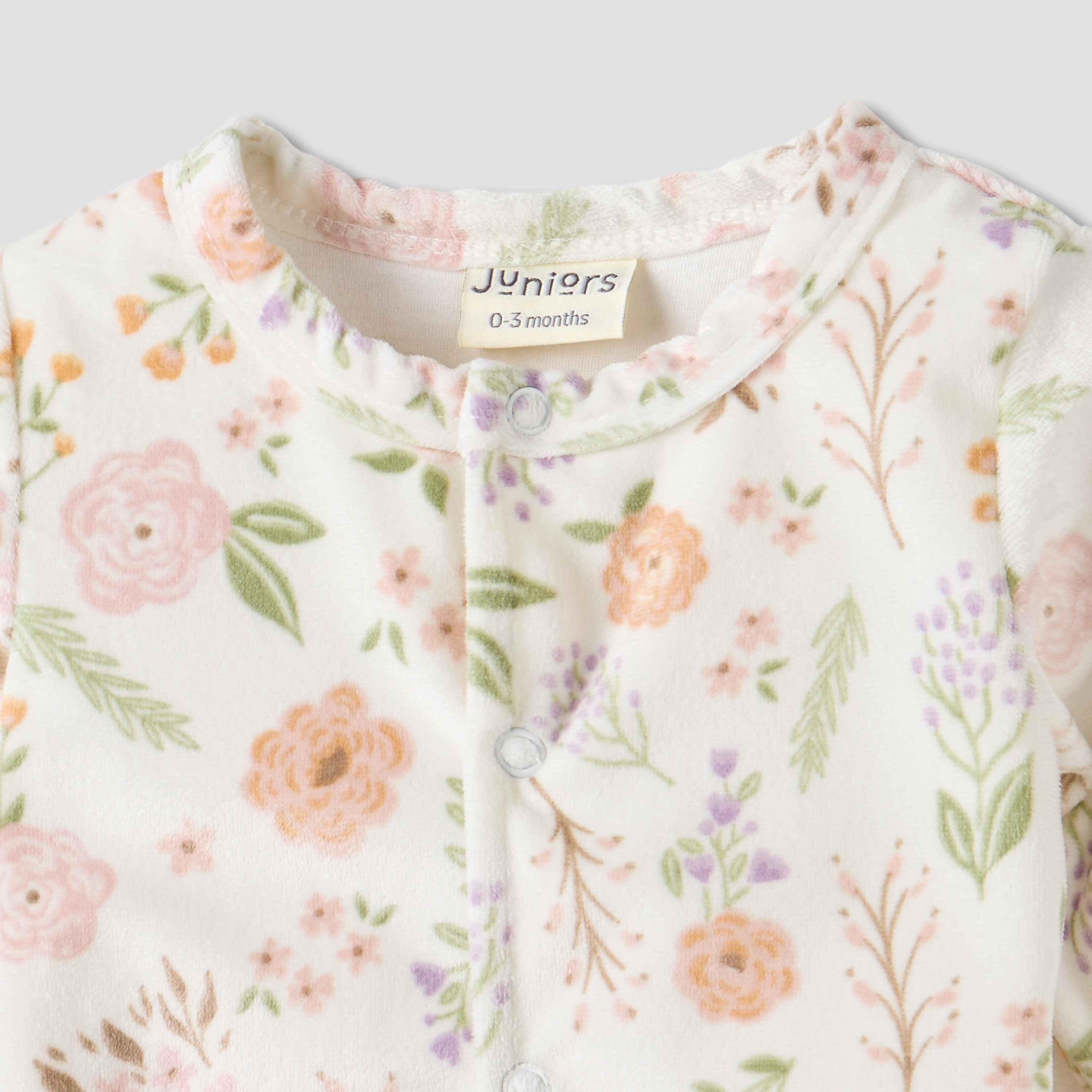 Juniors Floral Plush Sleepsuit with Long Sleeves-baby-girls-clothing-nightwear-sleepsuits-image-3