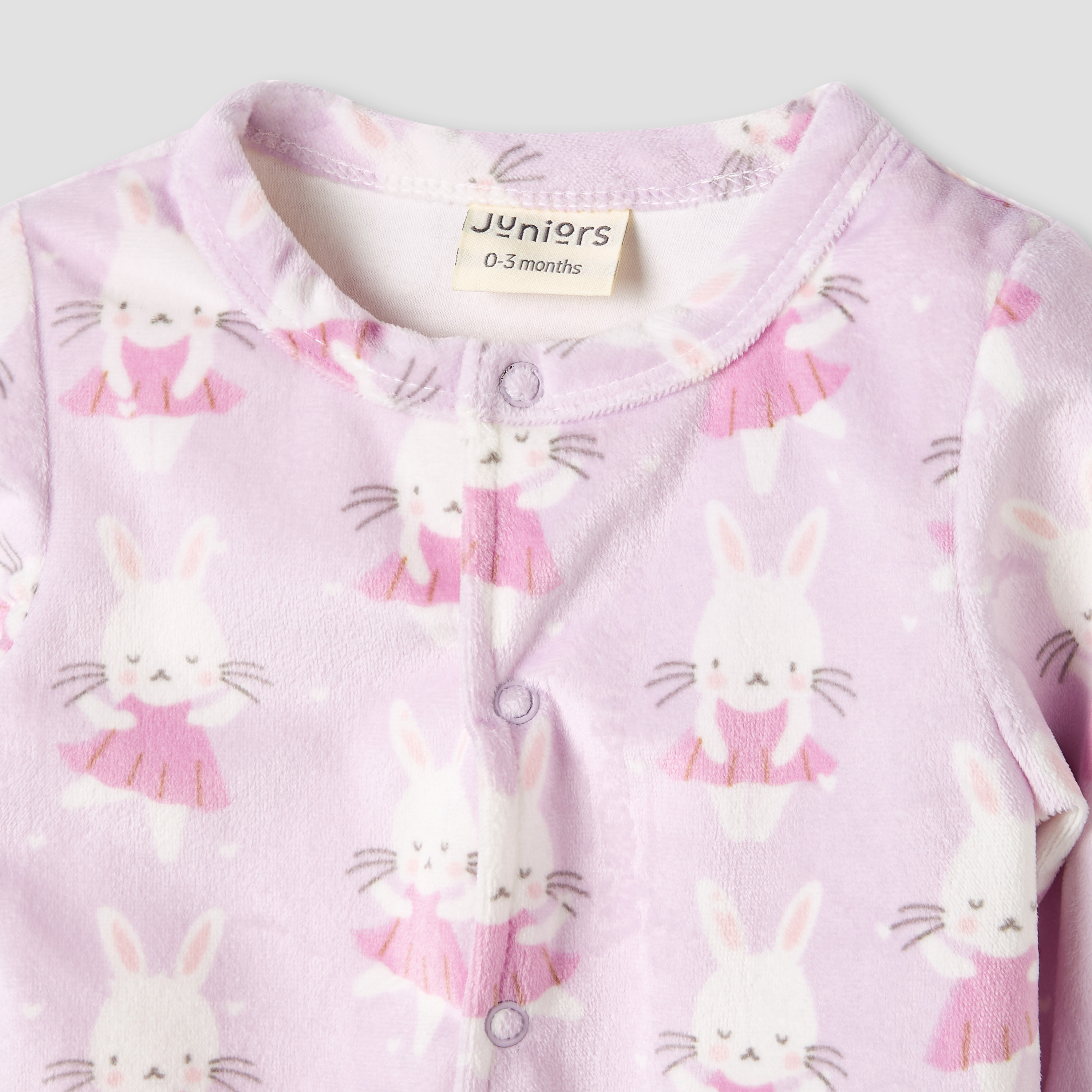 Juniors Round Neck Sleepsuit with Print - Polyester - Long Sleeves-baby-girls-clothing-nightwear-sleepsuits-image-3