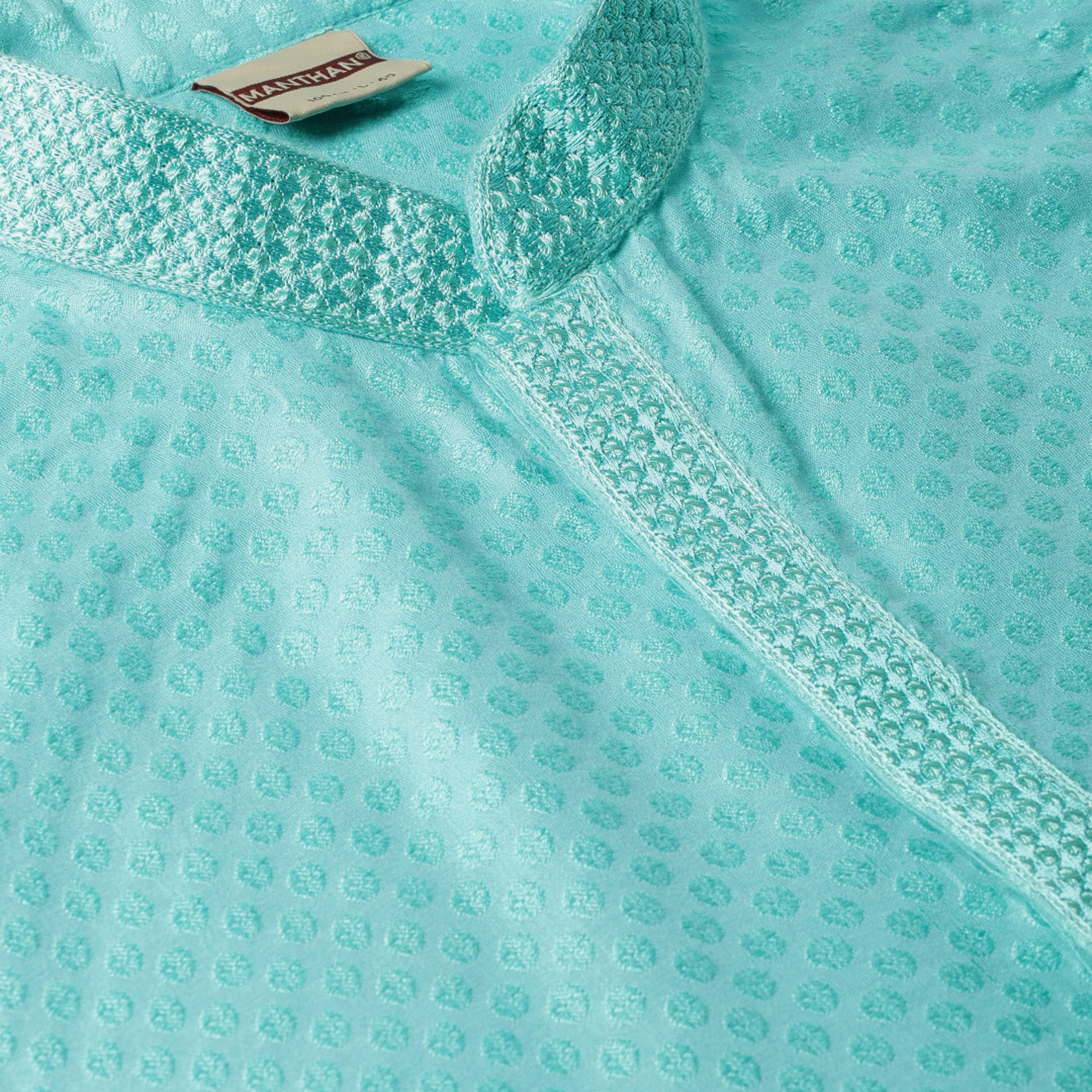 كورتا مانثان بياقة ماندرين قطنية مطرزة مع زر للإغلاق-men-clothing-ethnicwear-kurtas-image-3