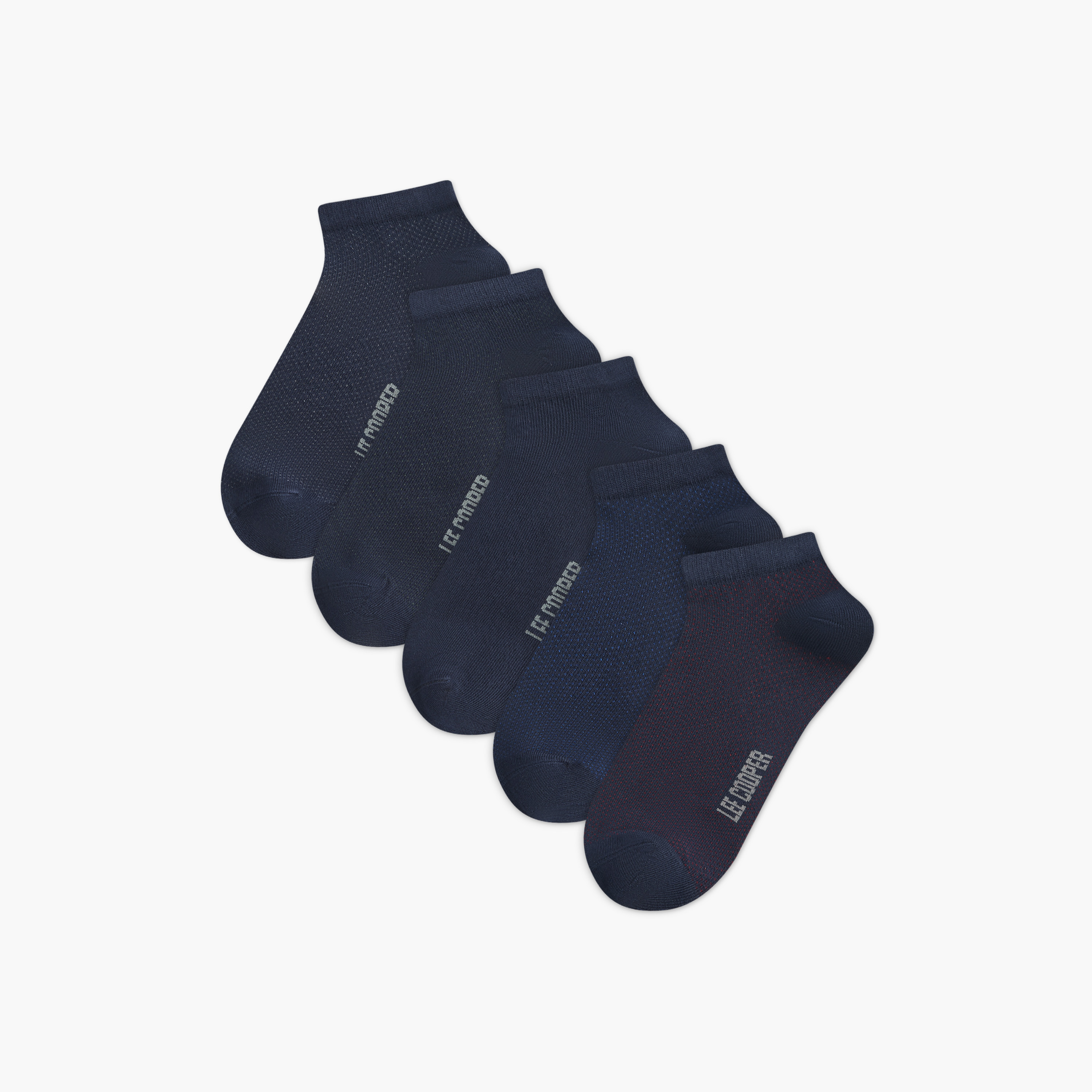 Lee Cooper Logo Detail Ankle Length Socks - Set of 5-men-socks-image-1