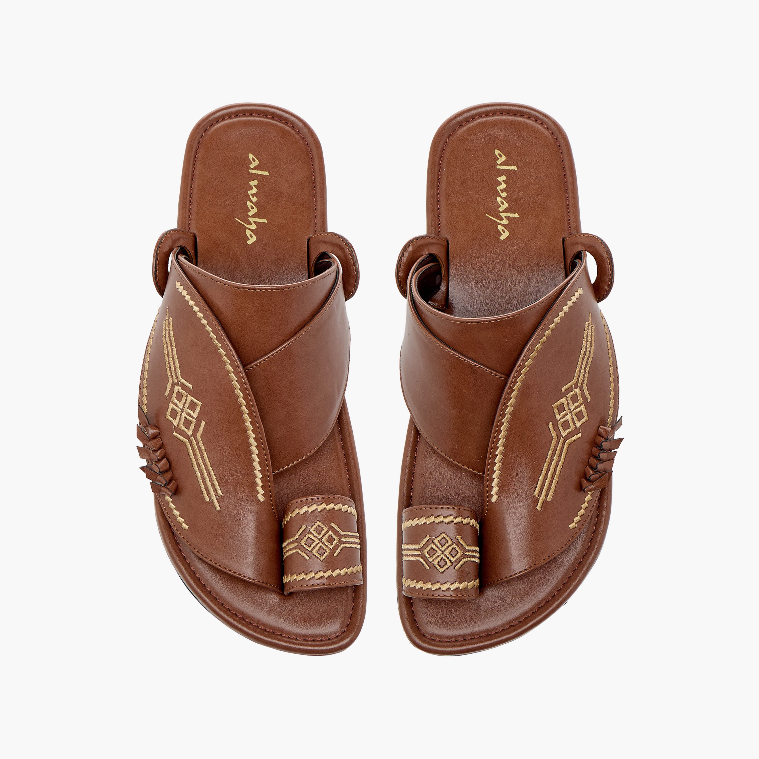 Al Waha Embroidered Slip-On Arabic Sandals with Toe Loop-men-shoes-sandals-image-1
