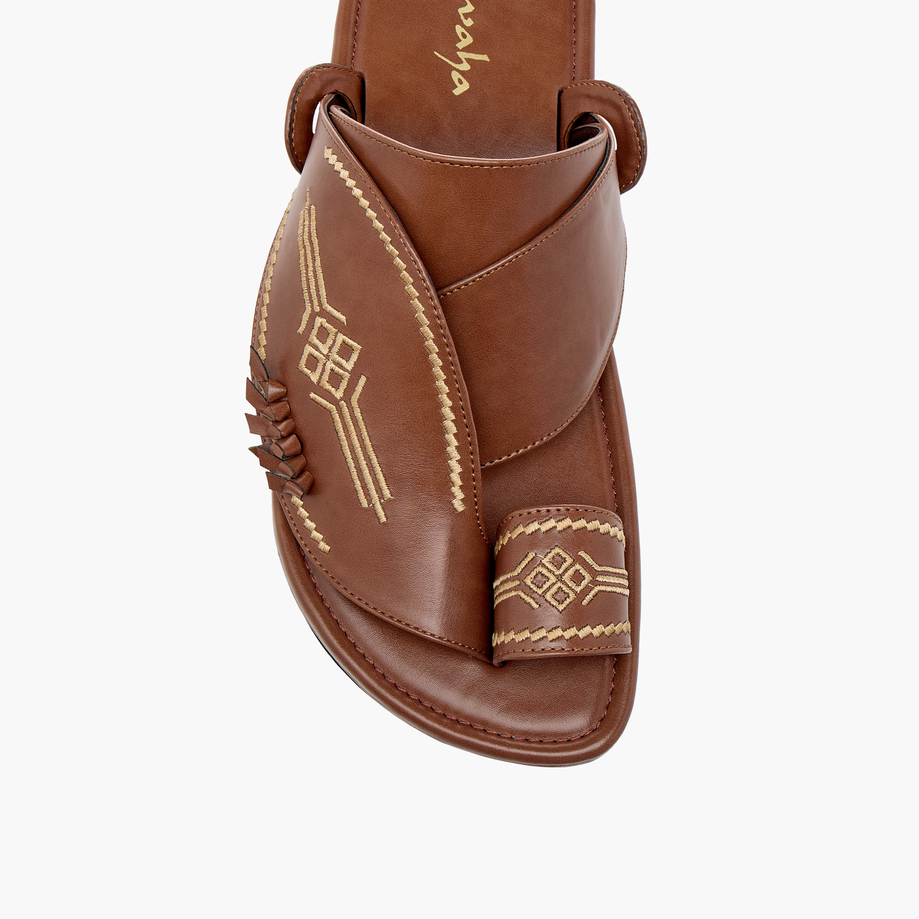 Al Waha Embroidered Slip-On Arabic Sandals with Toe Loop-men-shoes-sandals-image-3