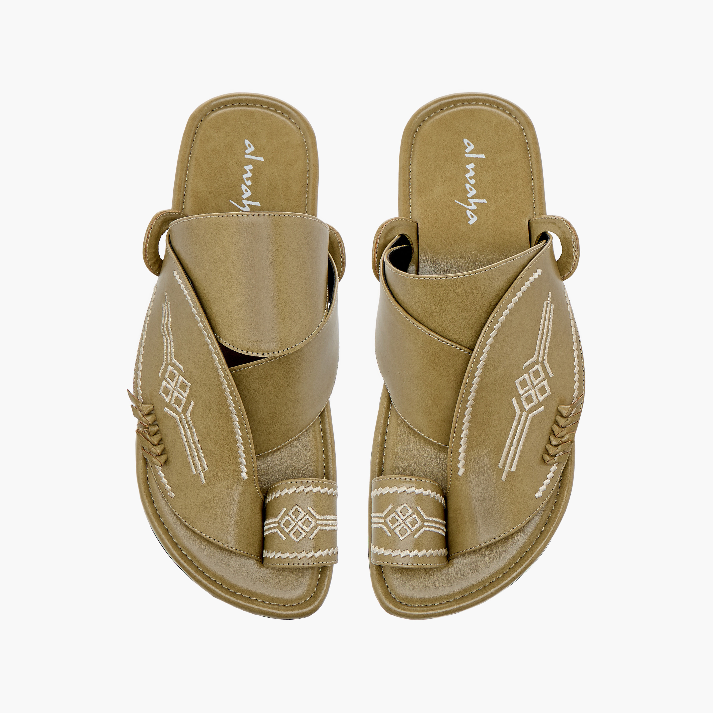 Al Waha Embroidered Slip-On Arabic Sandals with Toe Loop-men-shoes-sandals-image-1