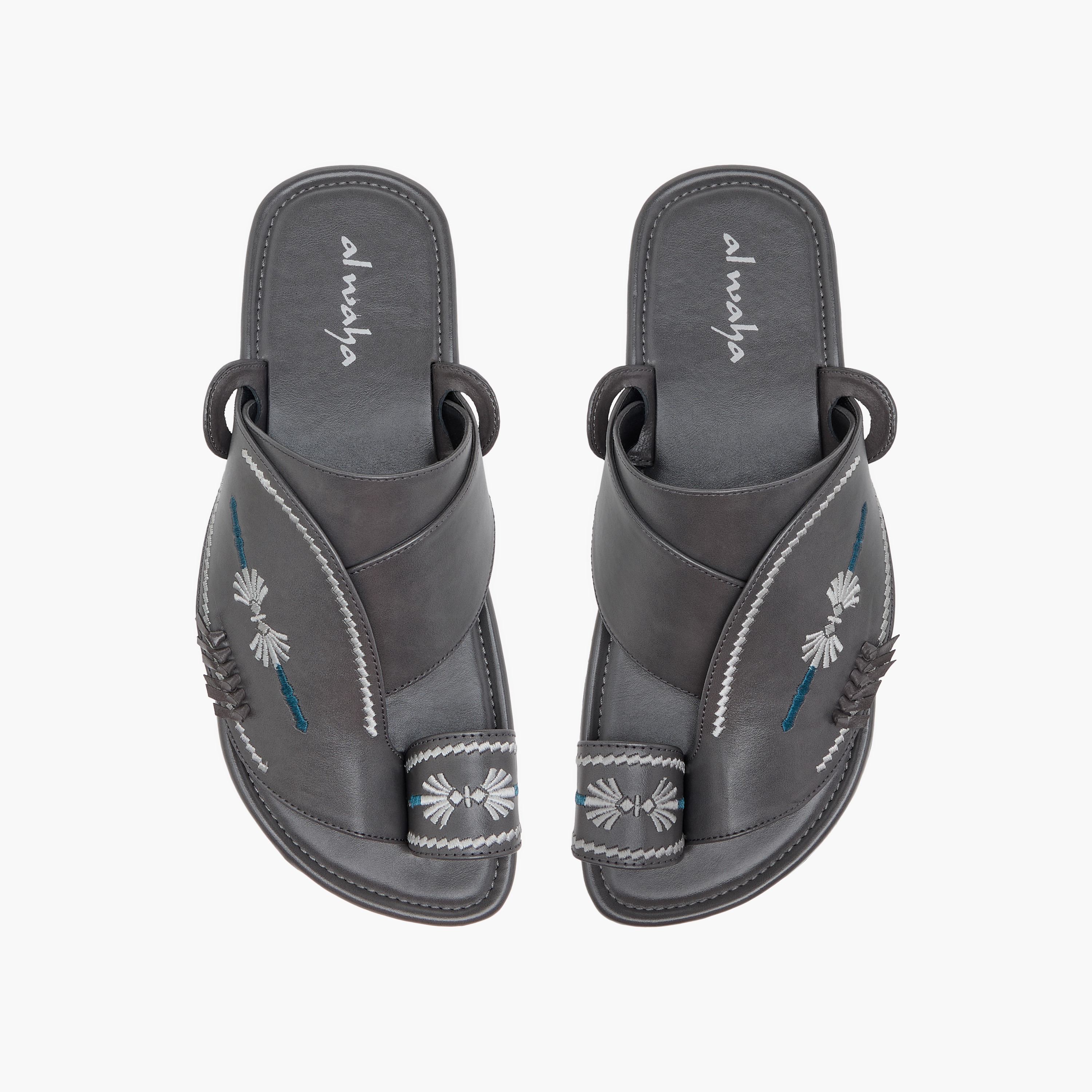 Al Waha Embroidered Slip-On Arabic Sandals with Toe Loop-men-shoes-sandals-image-1