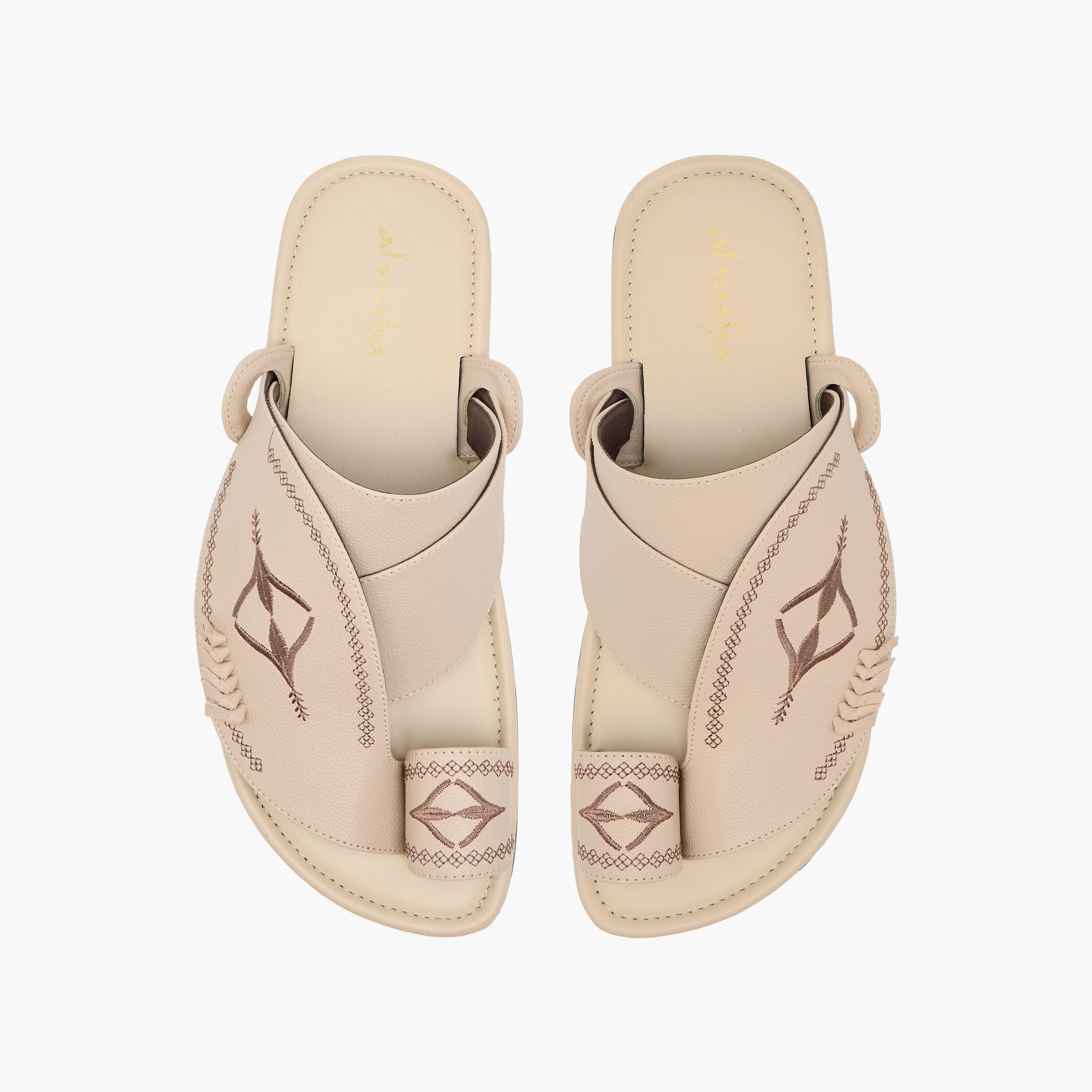 Al Waha Embroidered Slip-On Arabic Sandals with Toe Loop-men-shoes-sandals-image-1