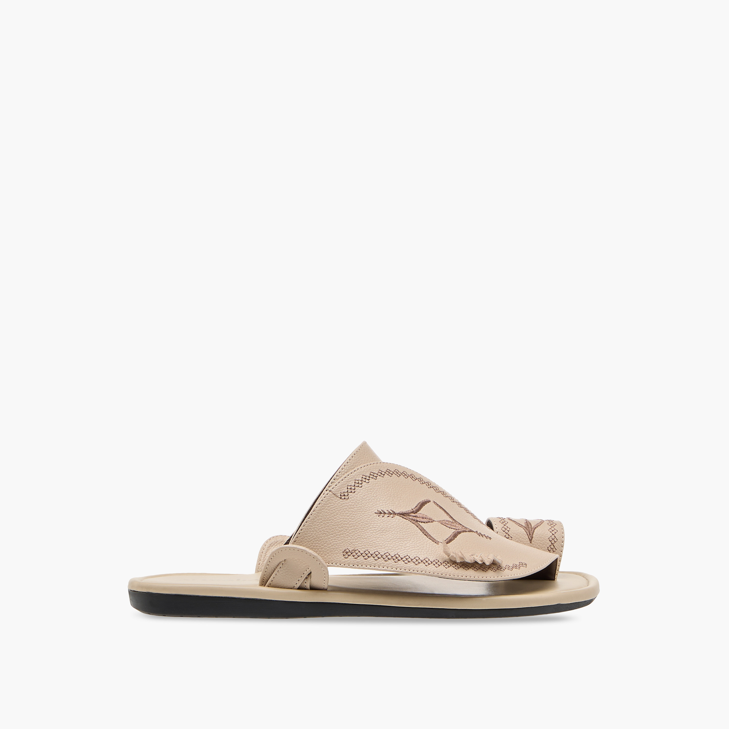Al Waha Embroidered Slip-On Arabic Sandals with Toe Loop-men-shoes-sandals-image-2