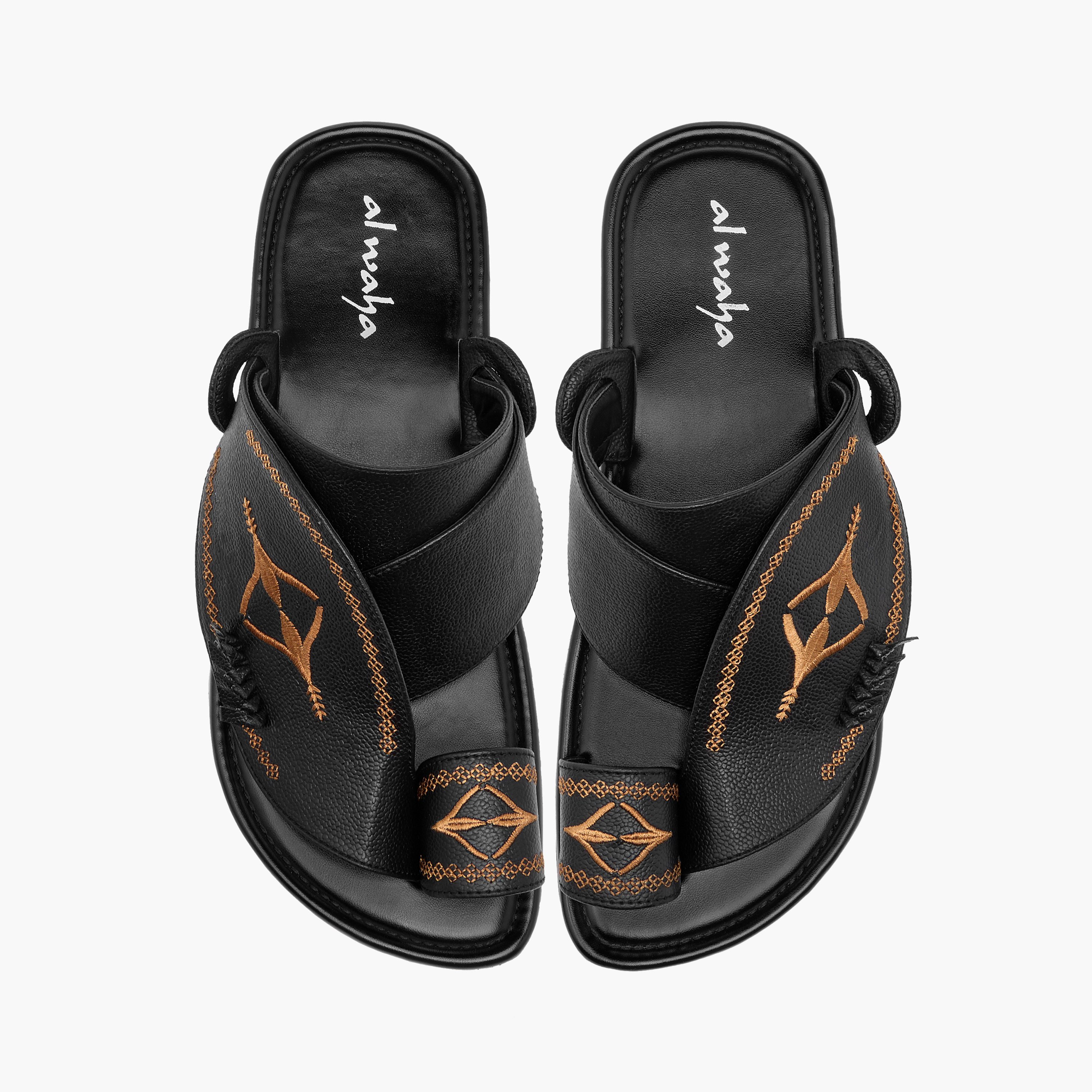 Al Waha Embroidered Slip-On Arabic Sandals with Toe Loop-men-shoes-sandals-image-1