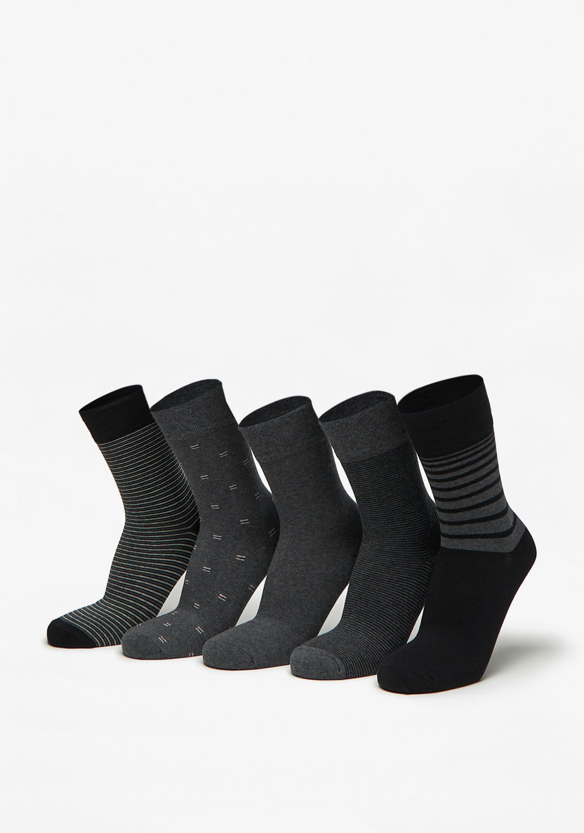 Duchini Textured Crew Length Socks - Set of 5-Men%27s Socks-image-0
