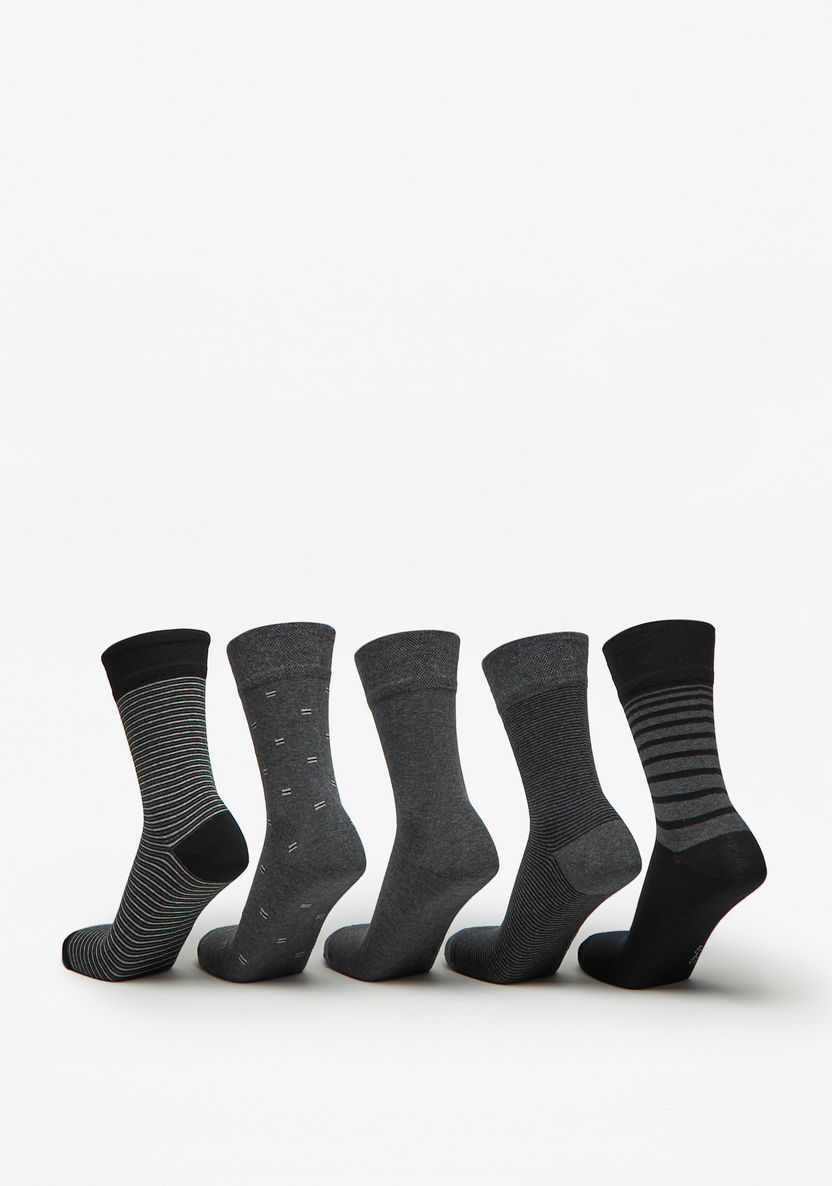 Duchini Textured Crew Length Socks - Set of 5-Men%27s Socks-image-2