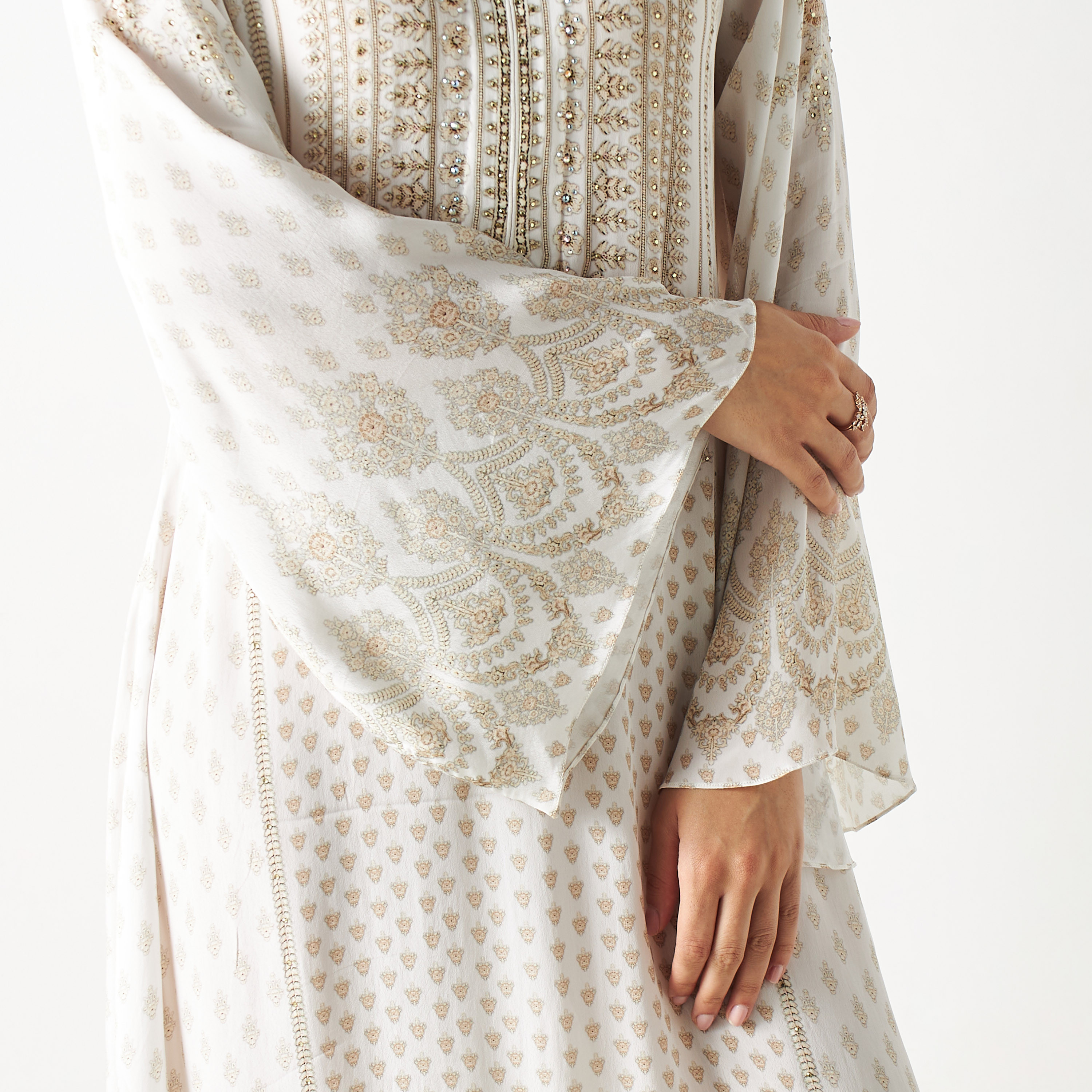 Printed Maxi Kaftan with Flared Sleeves-women-arabicclothing-kaftan-image-4