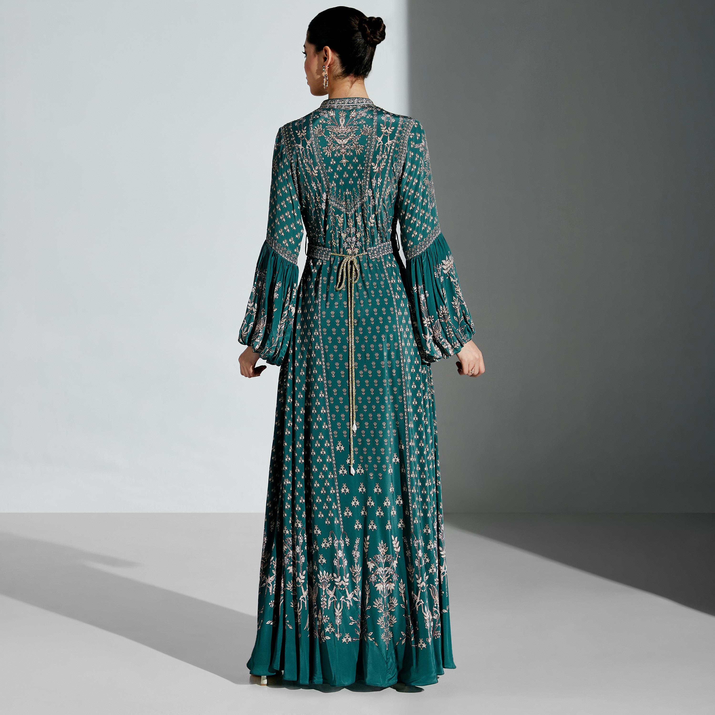 Nirraamyaa Embellished Maxi Dress with Tie-Ups-women-arabicclothing-kaftan-image-5