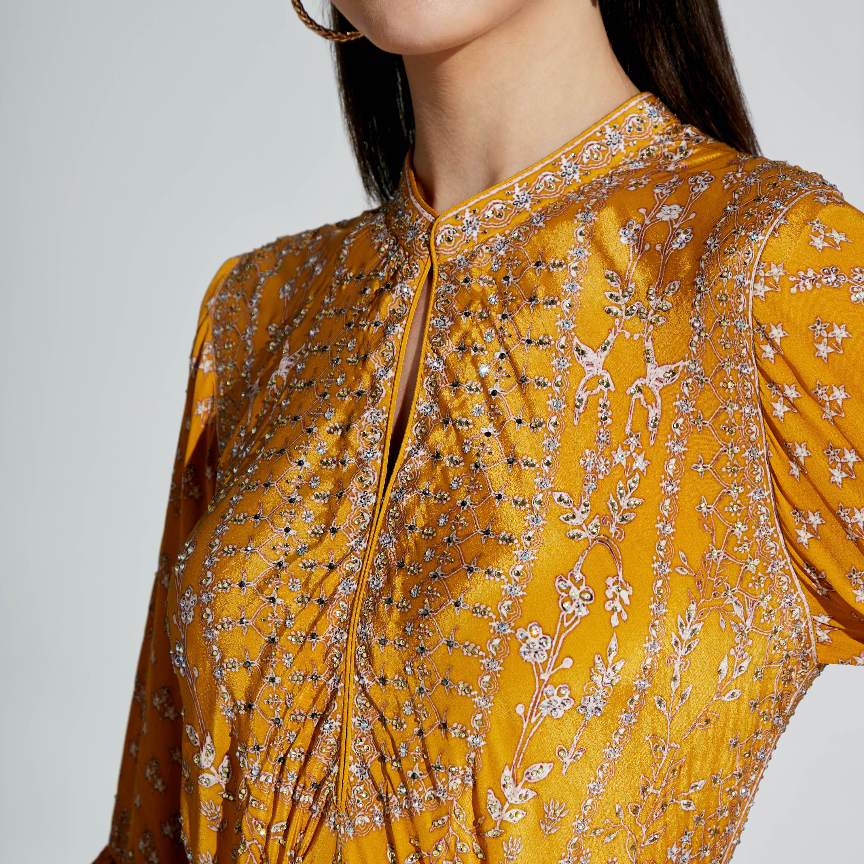 Nirraamyaa Embellished Maxi Dress with Tie-Ups-women-arabicclothing-kaftan-image-8