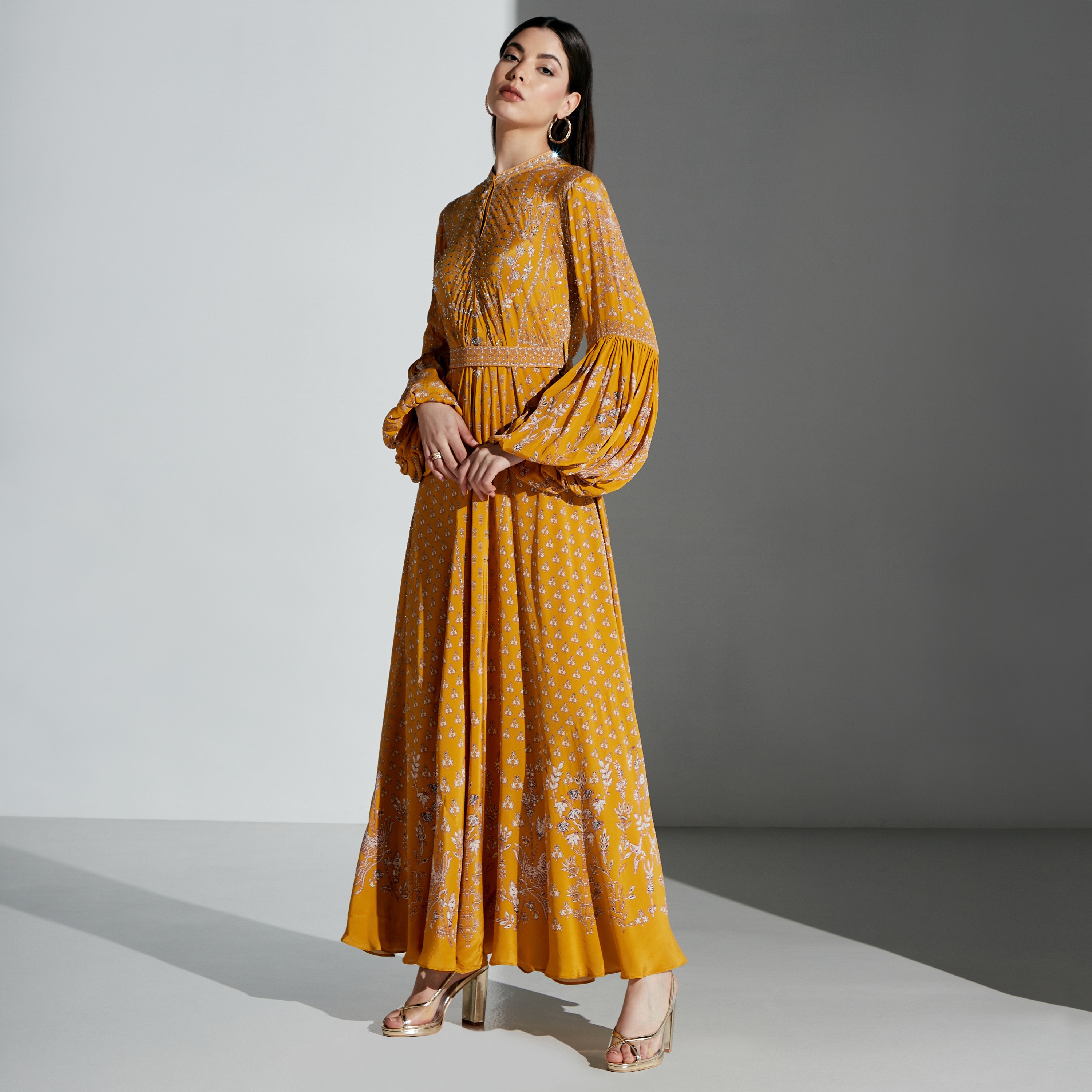 Nirraamyaa Embellished Maxi Dress with Tie-Ups-women-arabicclothing-kaftan-image-9