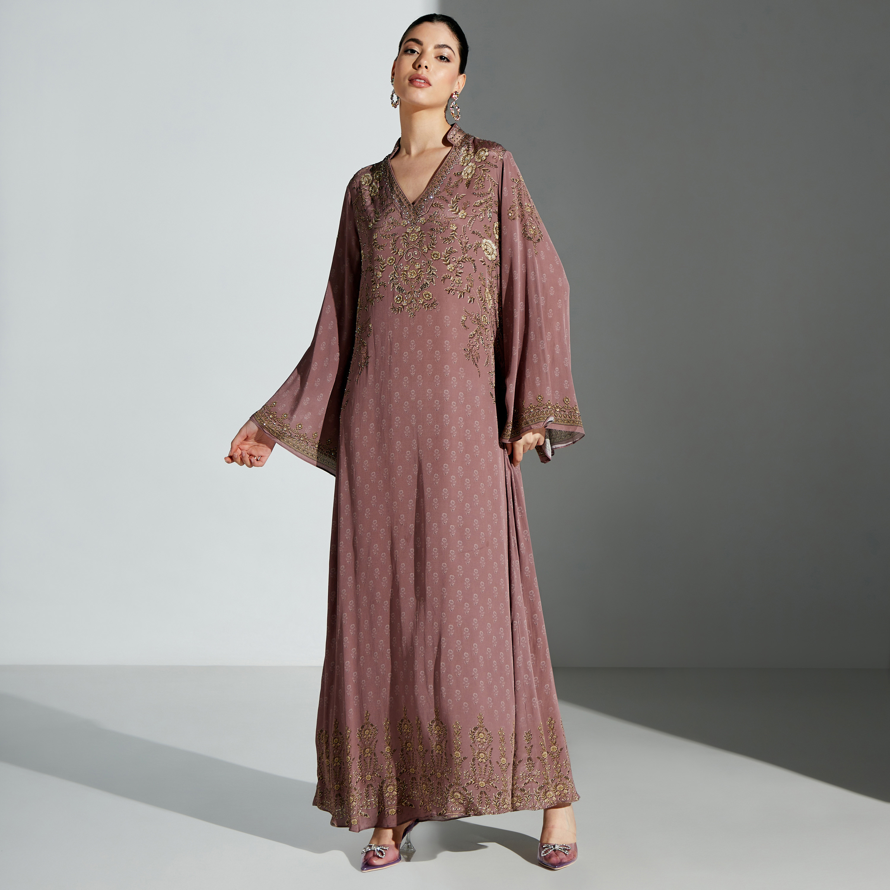 Nirraamyaa Embellished Kaftan with Flared Sleeves-women-arabicclothing-kaftan-image-6