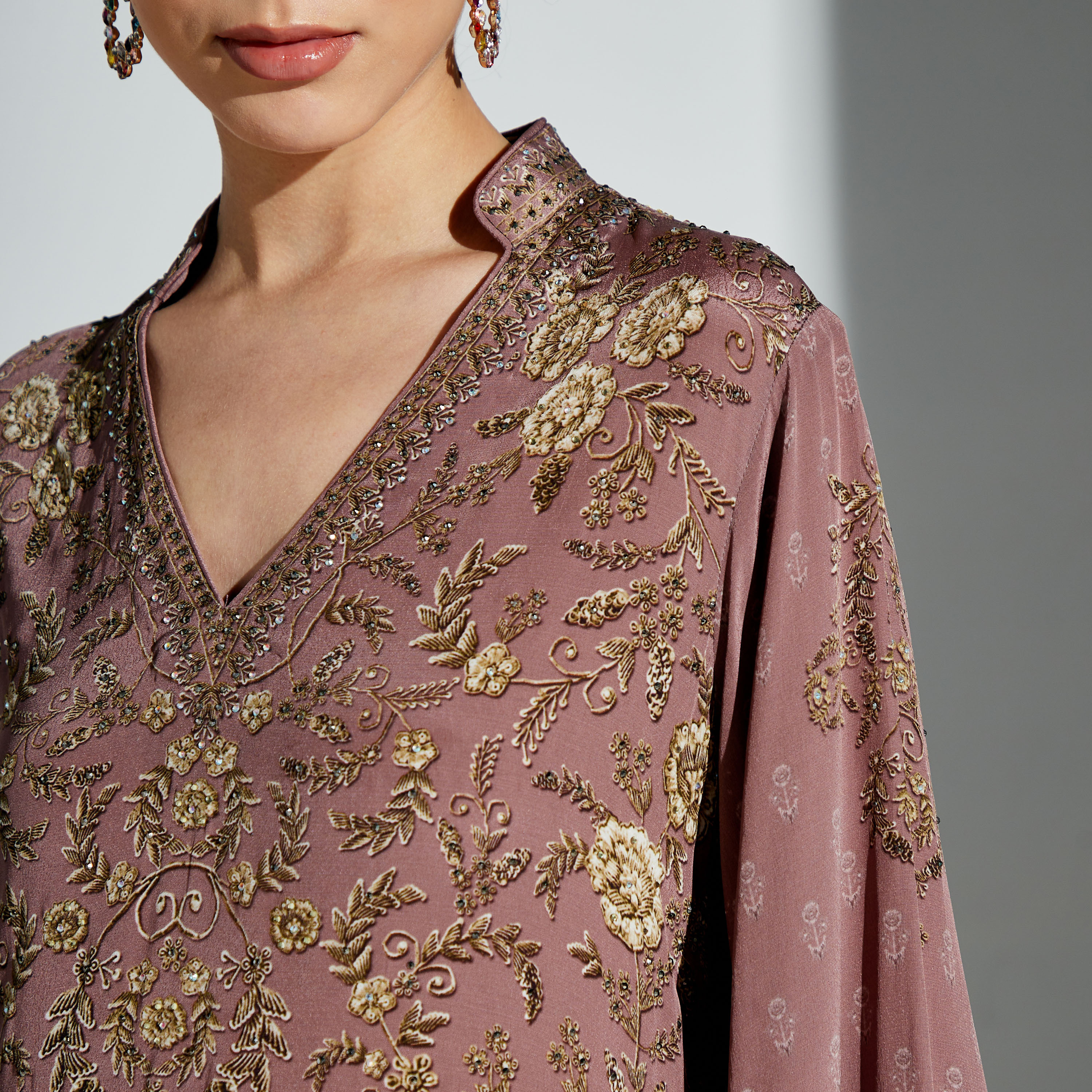 Nirraamyaa Embellished Kaftan with Flared Sleeves-women-arabicclothing-kaftan-image-8