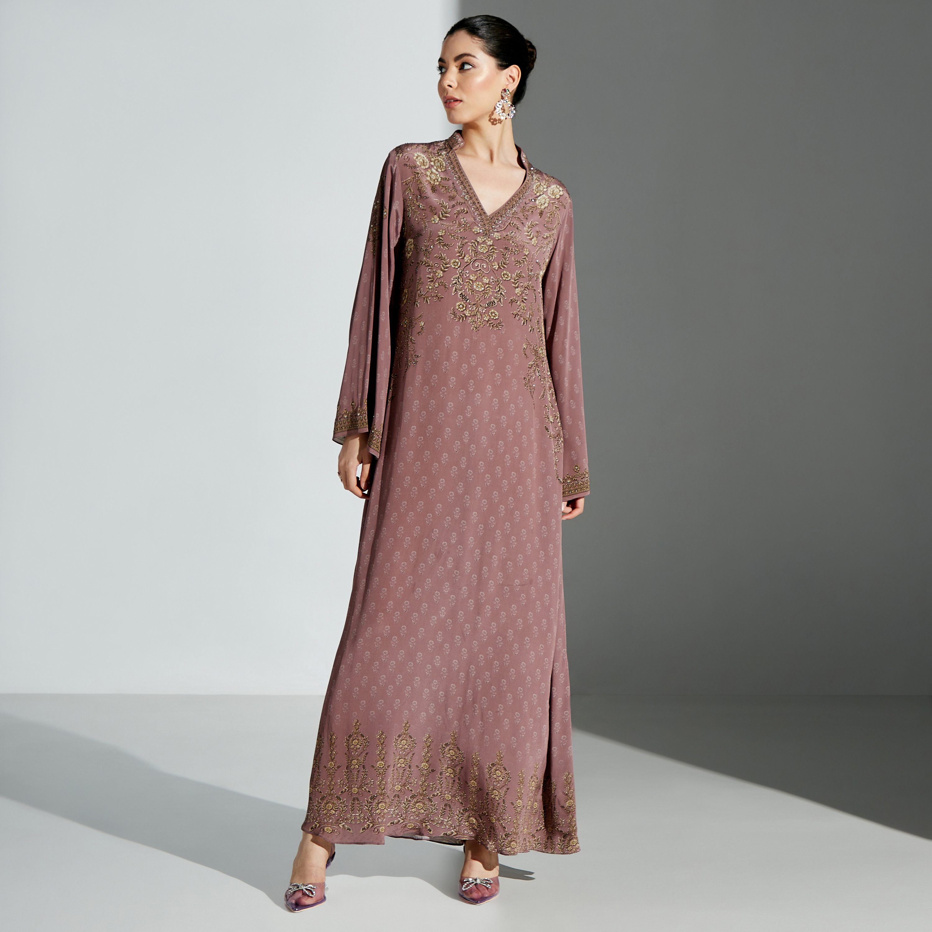 Nirraamyaa Embellished Kaftan with Flared Sleeves-women-arabicclothing-kaftan-image-9