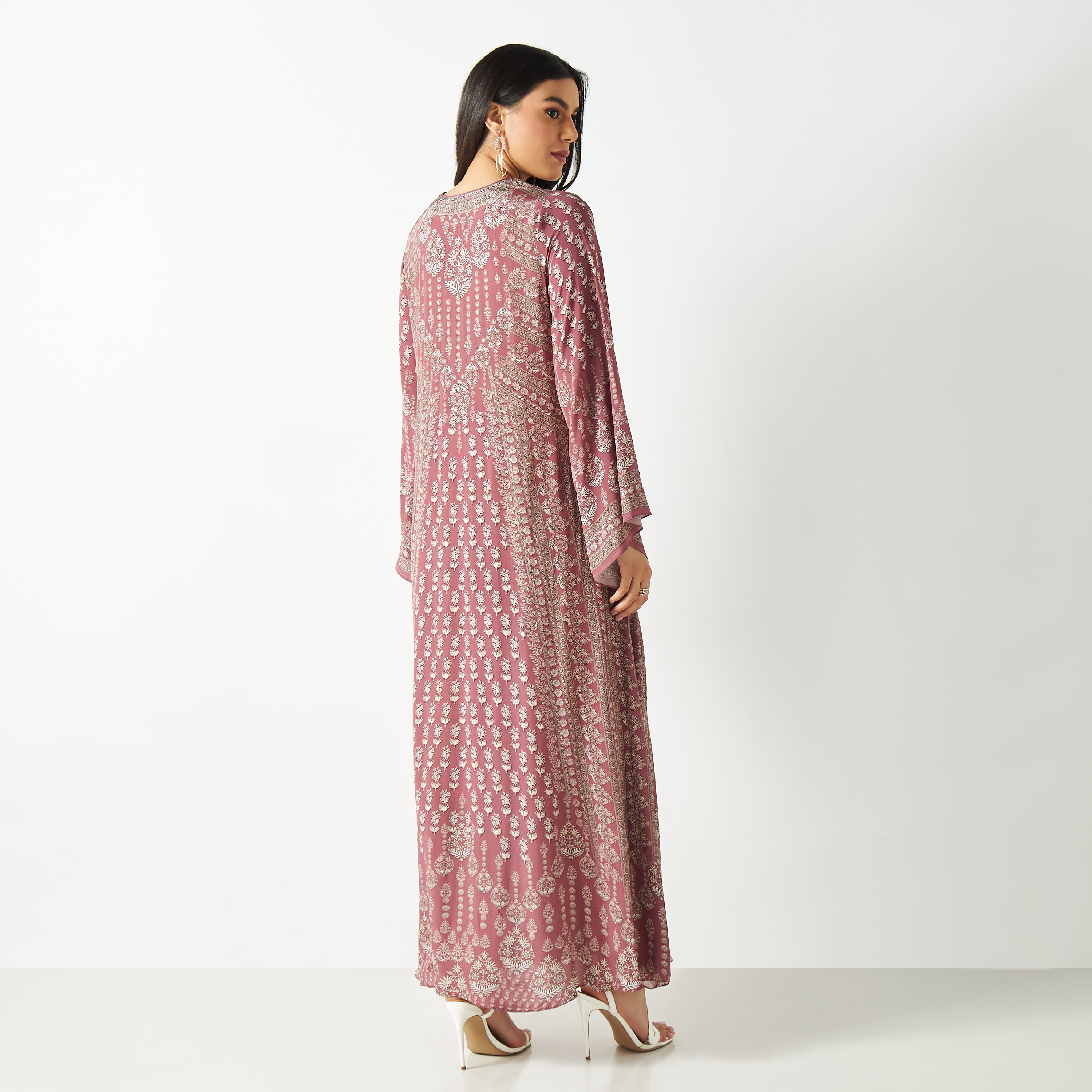 Embellished Round Neck Maxi Kaftan with Flared Sleeves-women-arabicclothing-kaftan-image-5