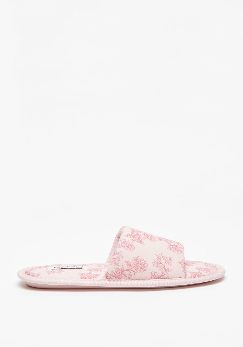 Cozy All-Over Floral Print Slip-On Slide Slippers-Women%27s Bedroom Slippers-image-2