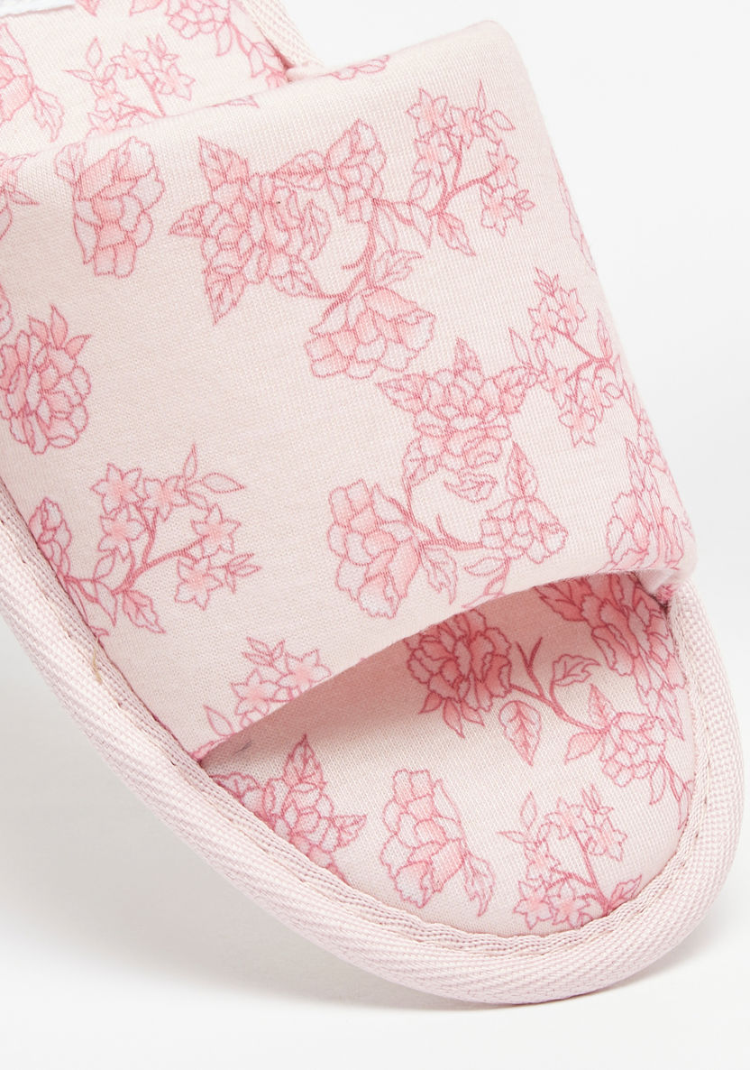 Cozy All-Over Floral Print Slip-On Slide Slippers-Women%27s Bedroom Slippers-image-3
