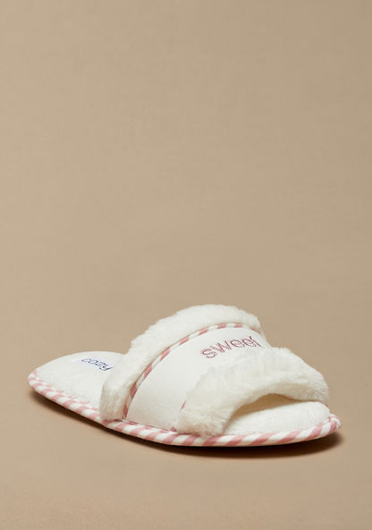 Cozy Plush Textured Slip-On Bedroom Slides-Women%27s Bedroom Slippers-image-1