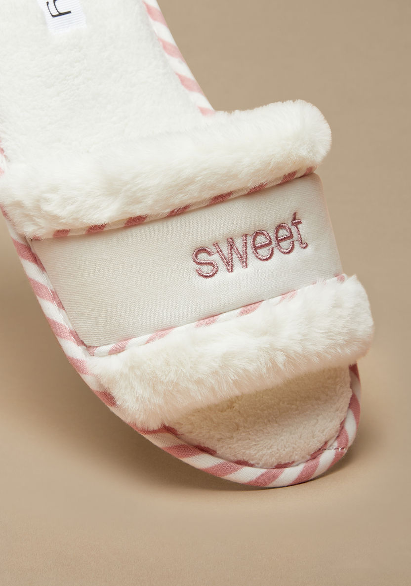 Cozy Plush Textured Slip-On Bedroom Slides-Women%27s Bedroom Slippers-image-3