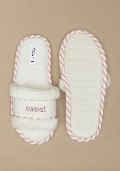 Cozy Plush Textured Slip-On Bedroom Slides-Women%27s Bedroom Slippers-image-4