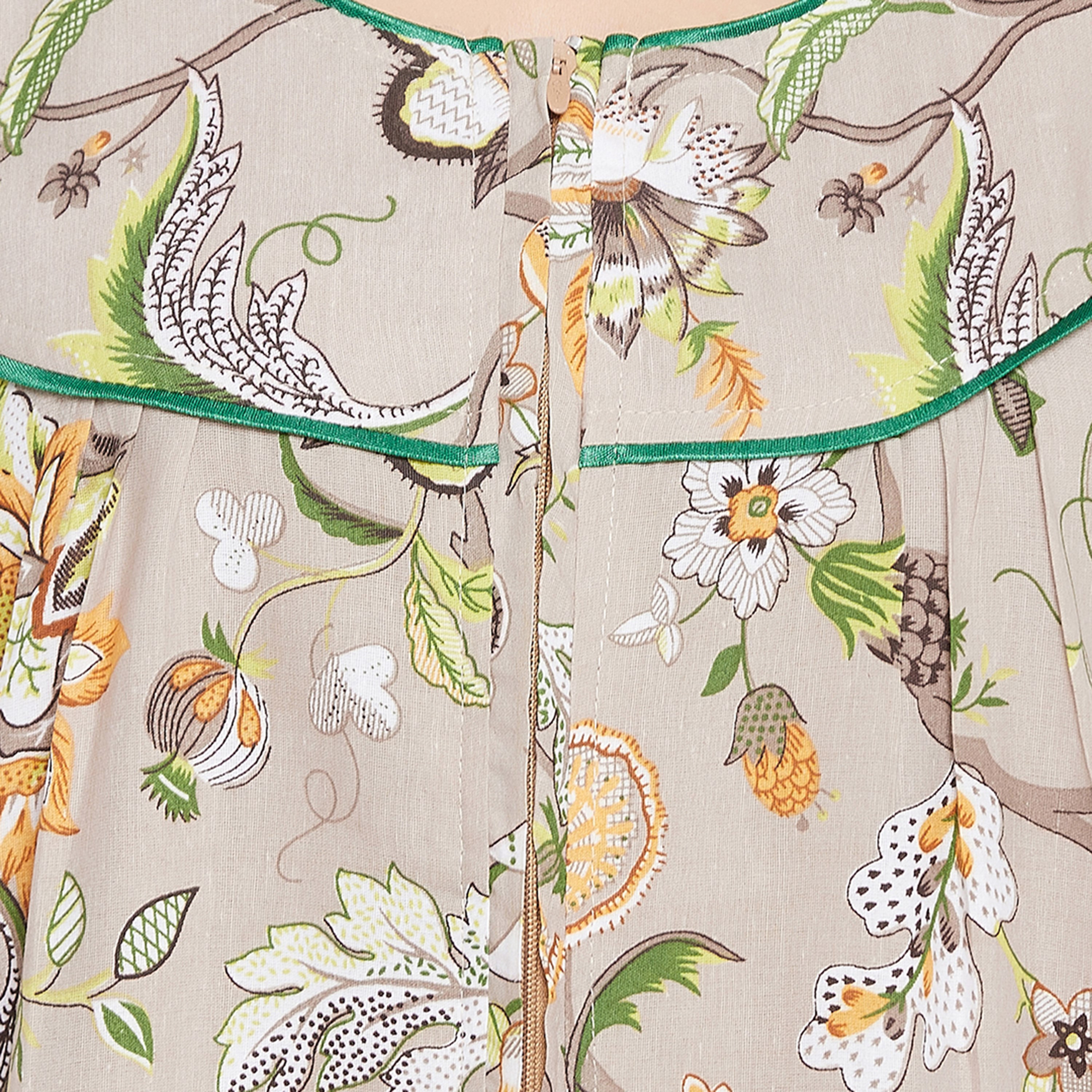 قميص نوم (نايتي) نسائي طويل بطبعة زهور جميلة ولون بيج من كلوفيا - قطن-women-clothing-nightwear-nighties-image-5