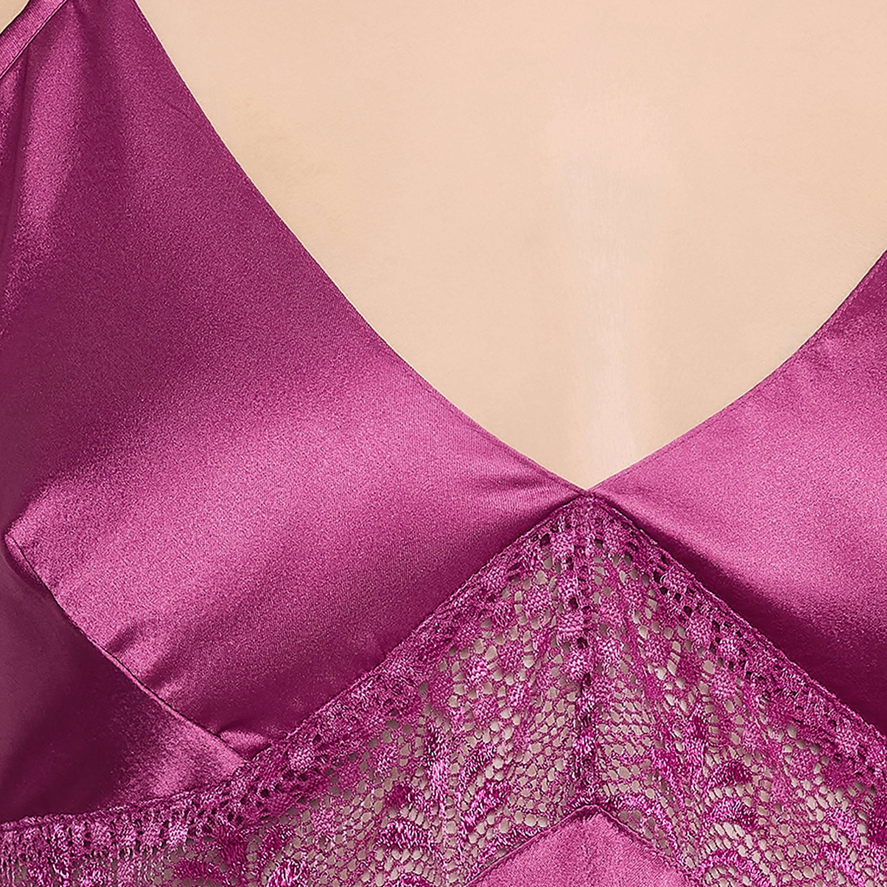 فستان نوم طويل نسائي شيك بيزيك باللون الأرجواني من كلوفيا - الساتان-women-clothing-nightwear-nighties-image-1