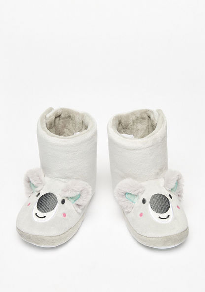Embroidered Bedroom Boots with Hook and Loop Closure