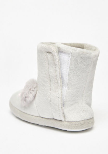 Embroidered Bedroom Boots with Hook and Loop Closure-Girl%27s Bedroom Slippers-image-3