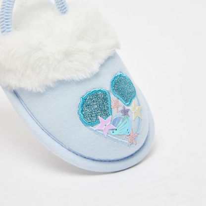Seashell Embroidered Bedroom Slide Slippers