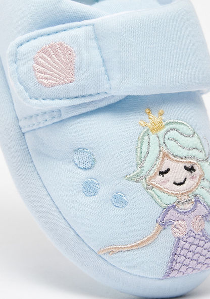 Mermaid Embroidered Bedroom Slippers with Hook and Loop Closure-Girl%27s Bedroom Slippers-image-3